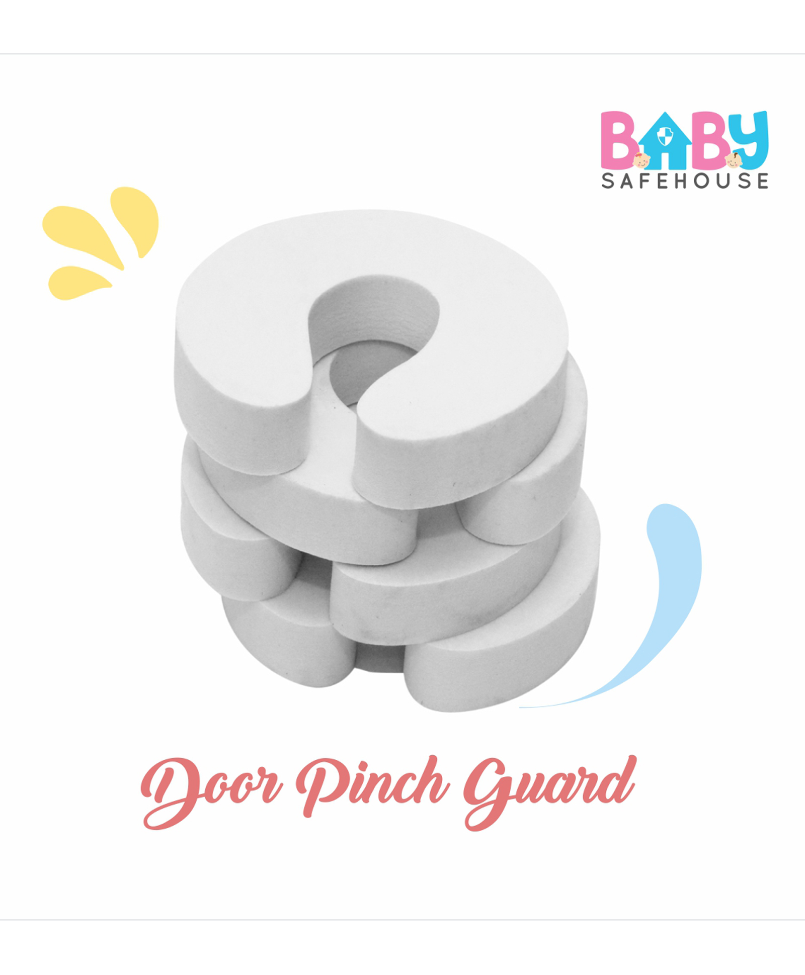 BabySafeHouse Finger Pinch Door Guard in Classic C Shape Pack of 4 - White-picture-21
