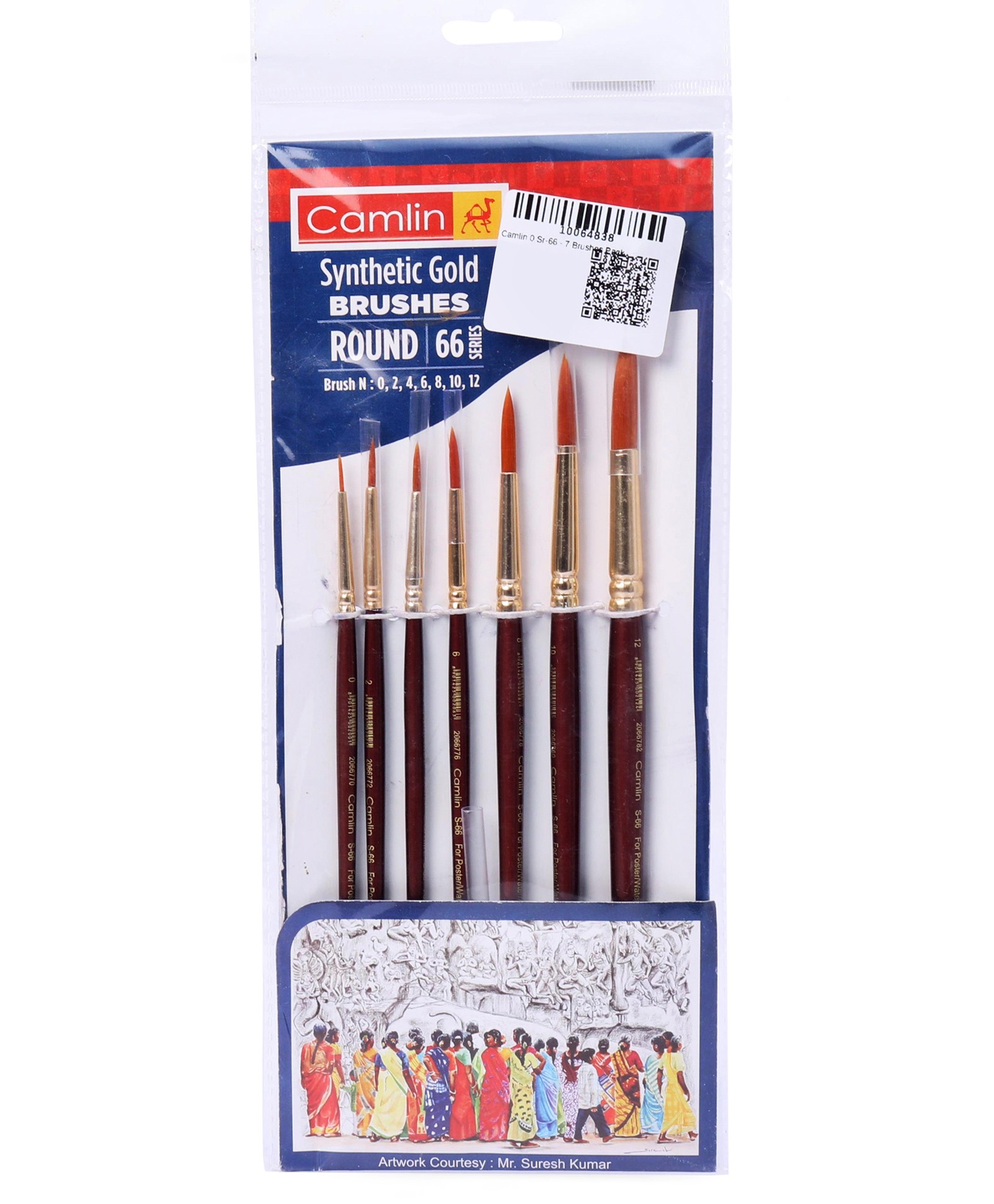 Camlin Brushes Series 66 Pack of 7 Brushes - Gold-picture-32
