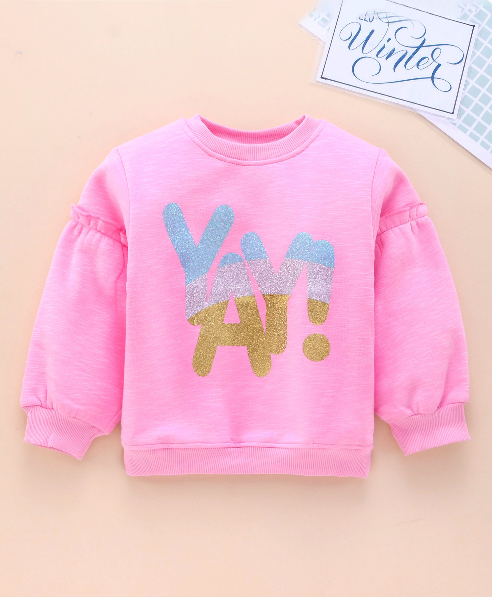 Play by Little Kangaroos Full Sleeves Top Yay Print - Pink-picture-26