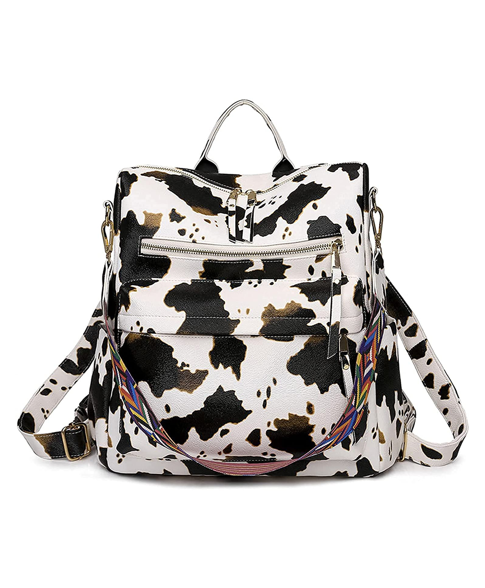 MOMISY Cow Design Waterproof Leather Backpack cum Handbag - Beige-picture-23