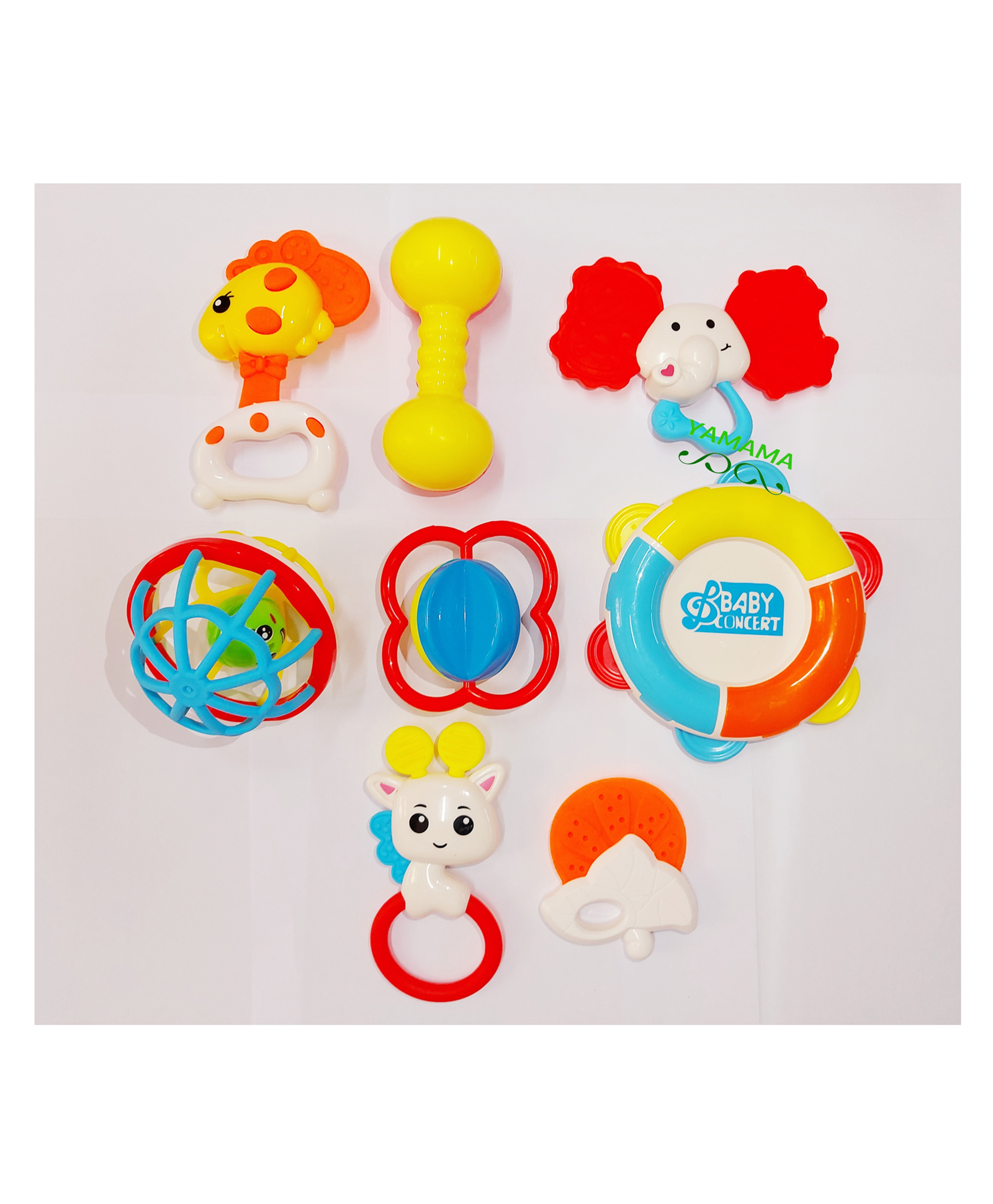 YAMAMA Baby Rattle Teether Toy Set Pack Of 8 - Multicolor-picture-21