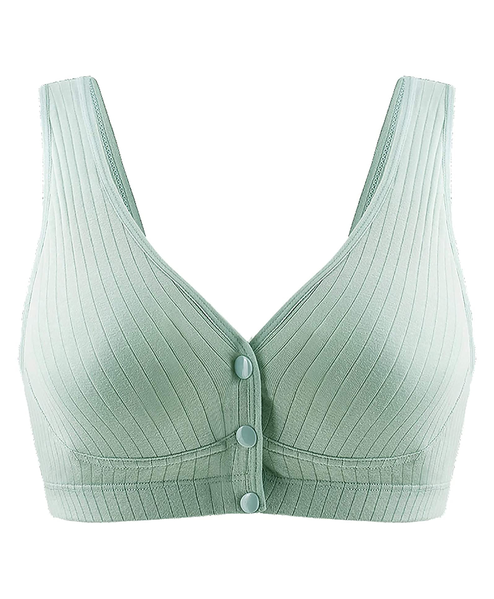 MOMISY Cotton Spandex Front Open Wireless Nursing Bra - Green-picture-2