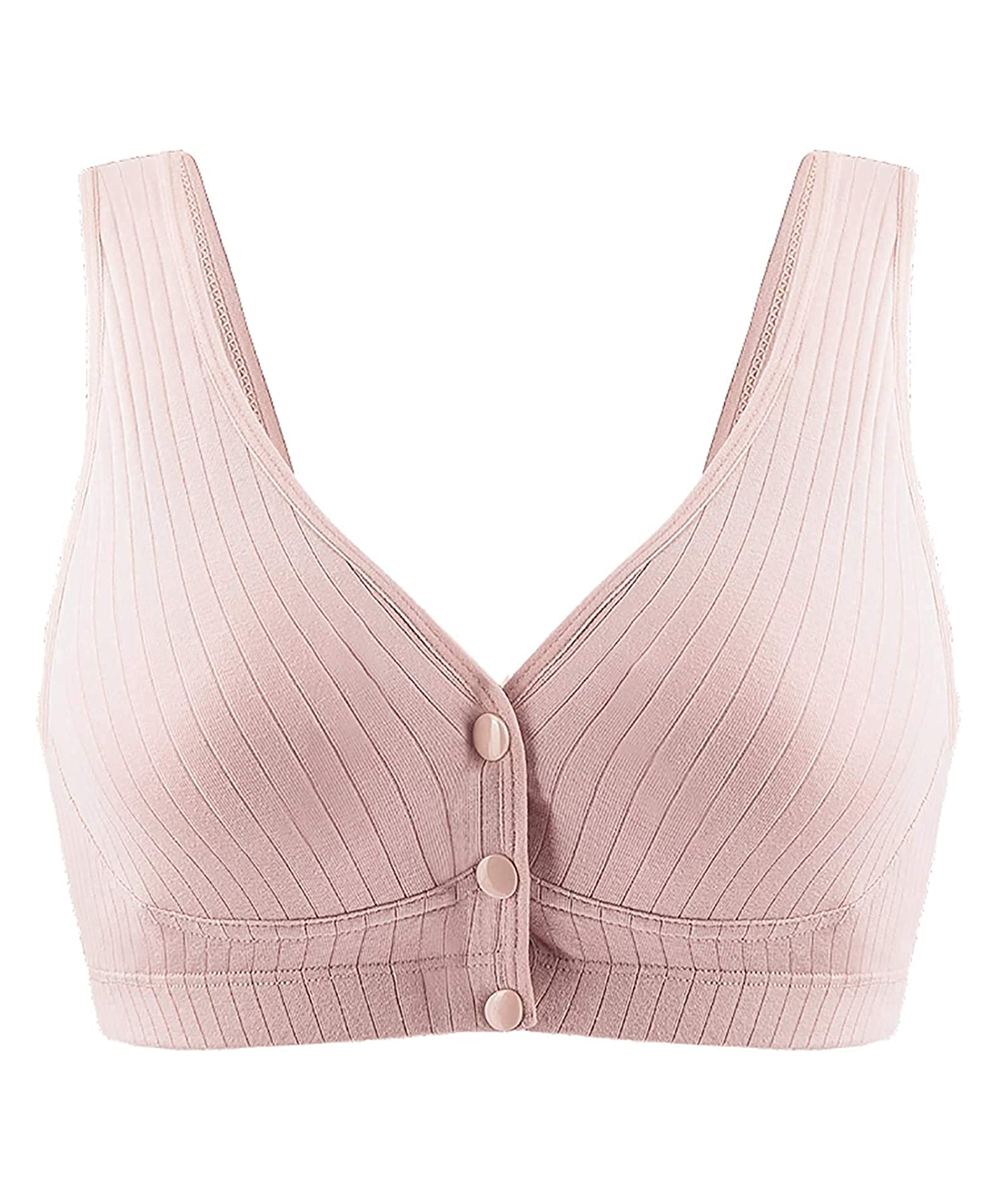 MOMISY Cotton Spandex Front Open Wireless Nursing Bra - Pink-picture-28