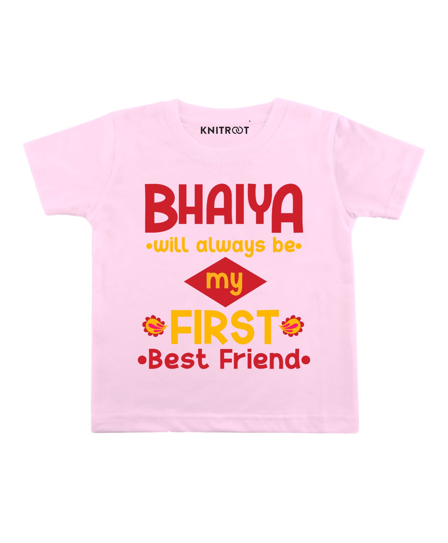 KNITROOT Half Sleeves My First Best Friend Print Tee - Pink-image-37
