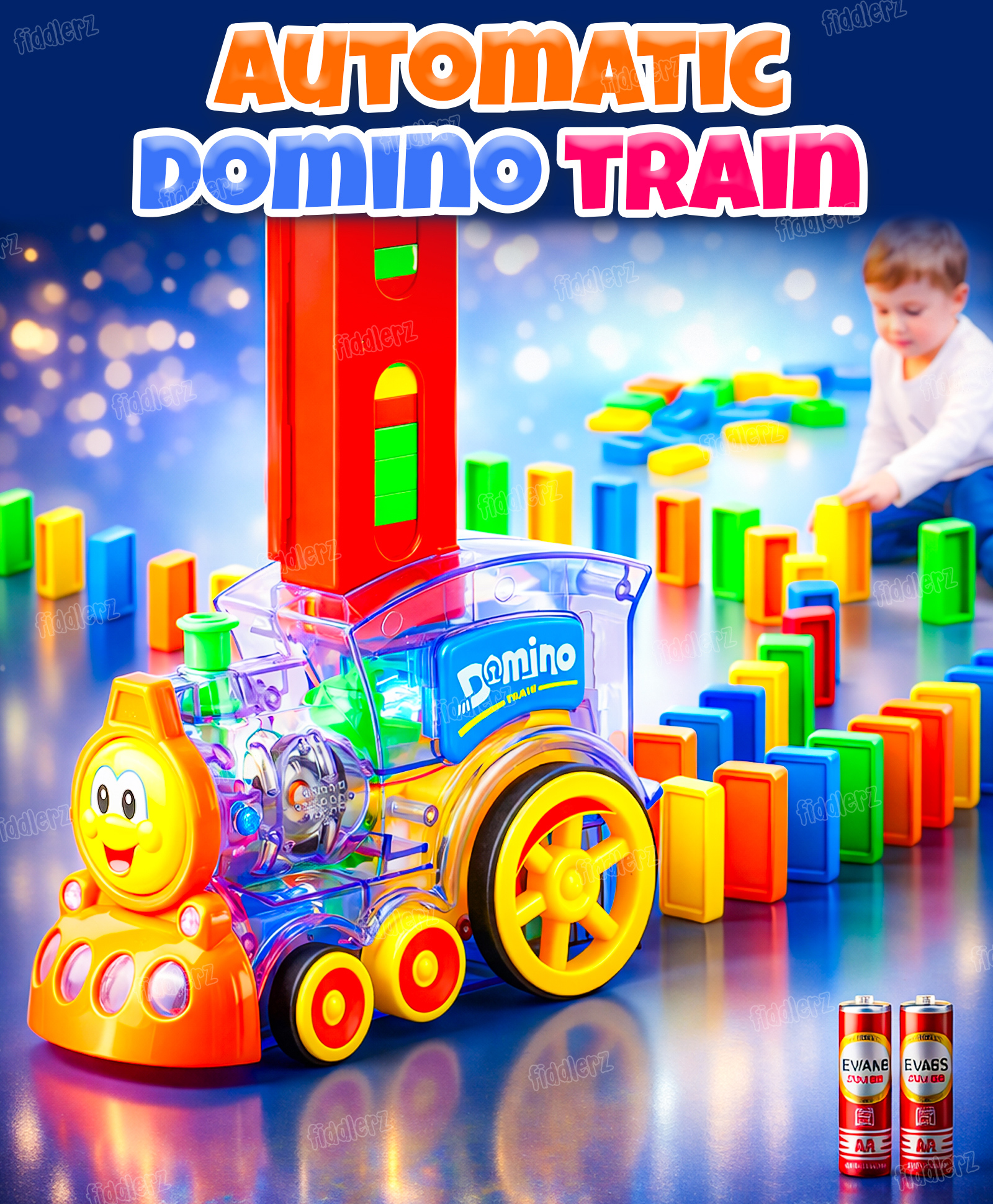 Fiddlerz Blocks Train Rally Electric Toy Set wity Bulding Blocks Multicolor - 60 Pieces (Battery Included)-image-30