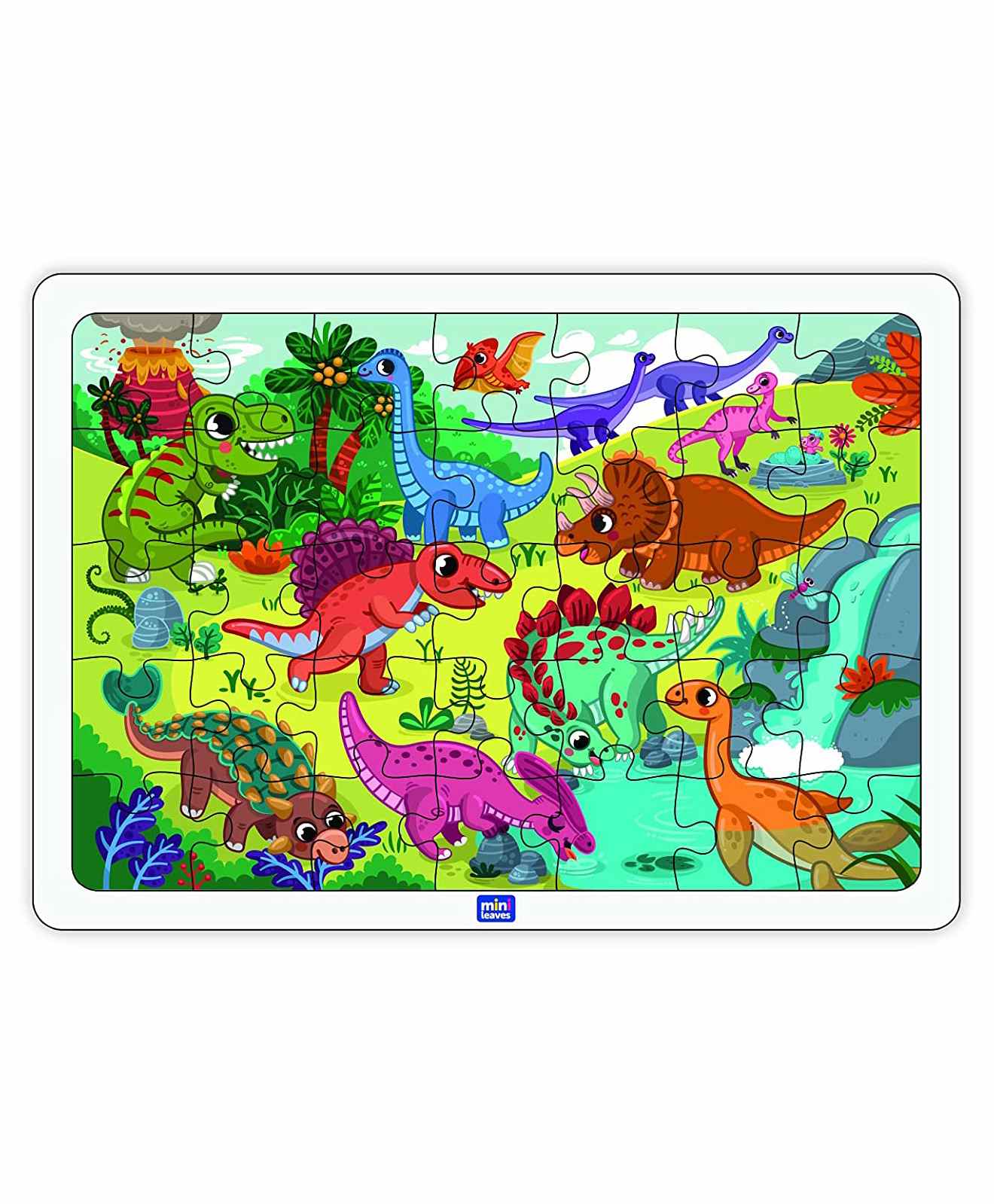 Mini Leaves World Wooden of Dinosaurs Puzzles Multicolor - 40 Pieces-image-41