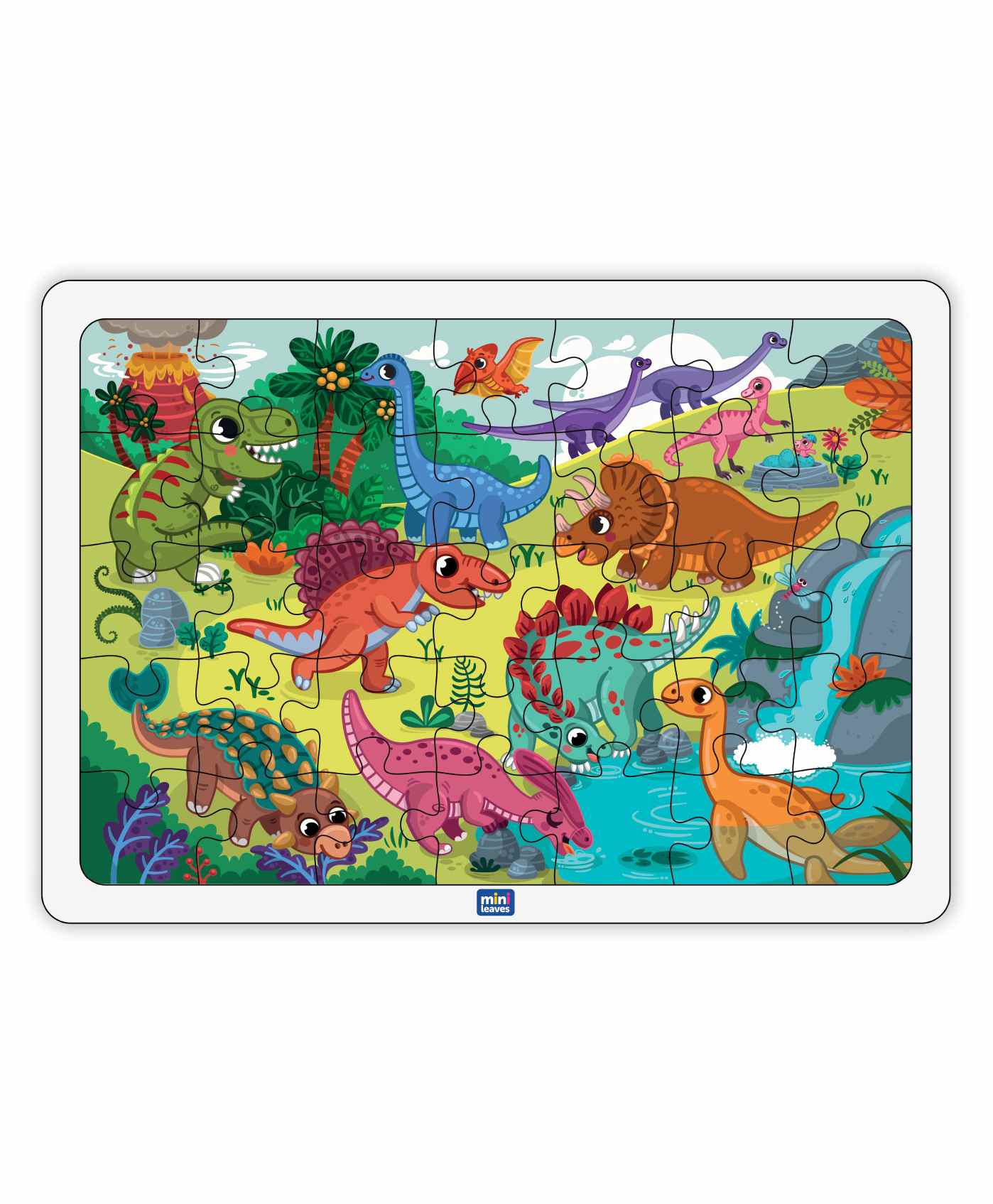 minileaves Mini Leaves 35 Pieces Wooden Dinosaur Jigsaw Puzzle with Knowledge Booster Cards-picture-25