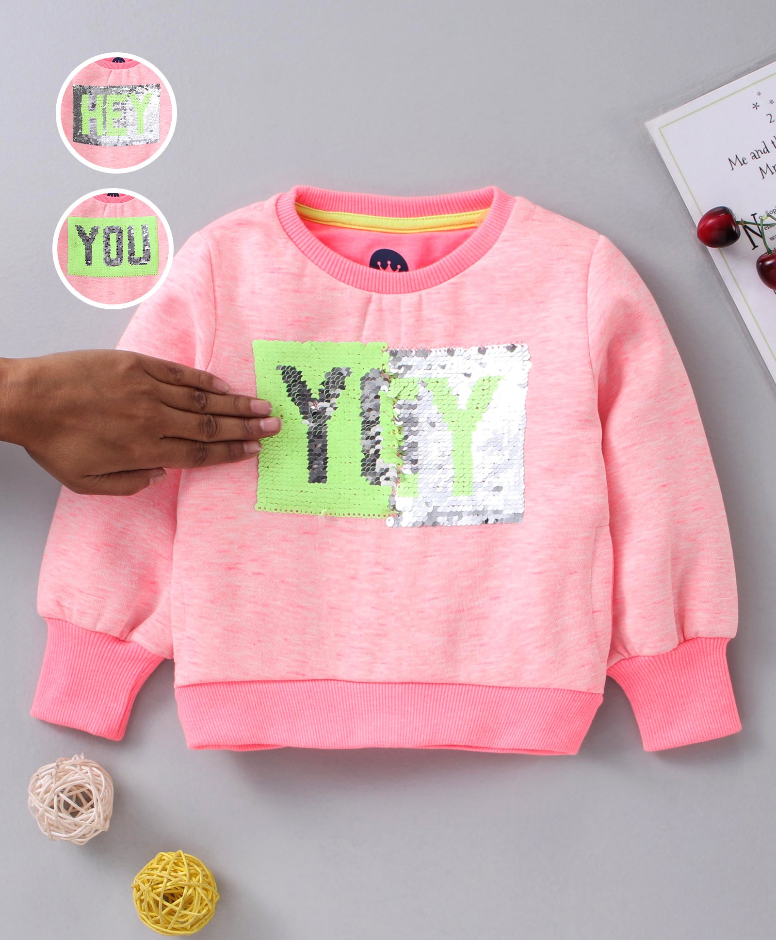 Vitamins Full Sleeves Sweatshirt Reversible Sequin - Pink-image-0