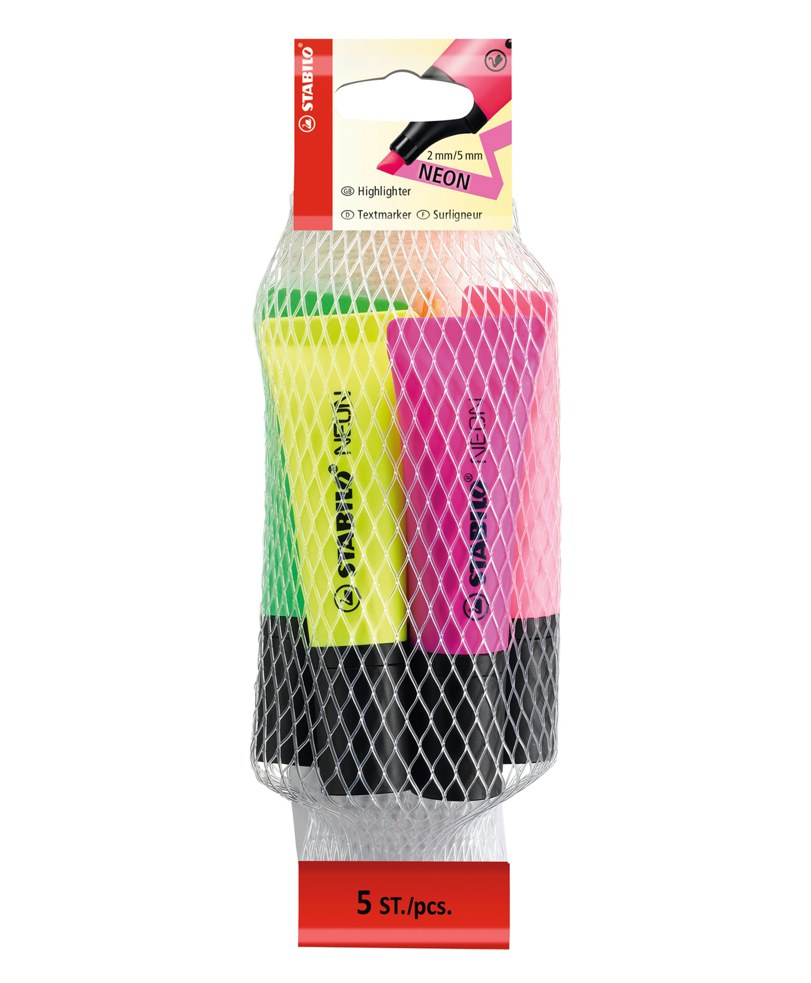 STABILO Neon Colours Highlighters Pack of 5 - Multicolour-image-40