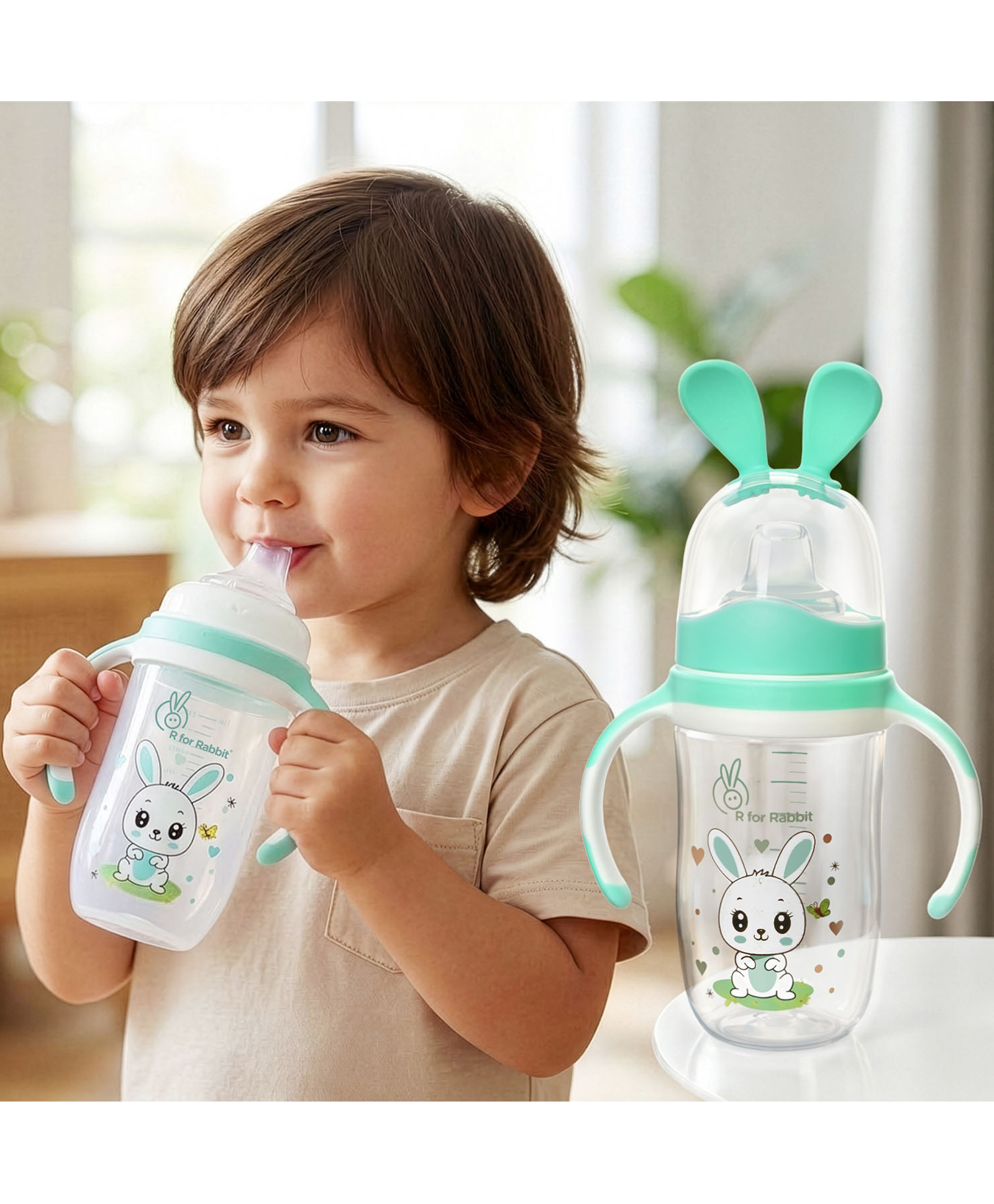R for Rabbit Bunny Spout Sipper Cup Green - 240 ml-picture-12