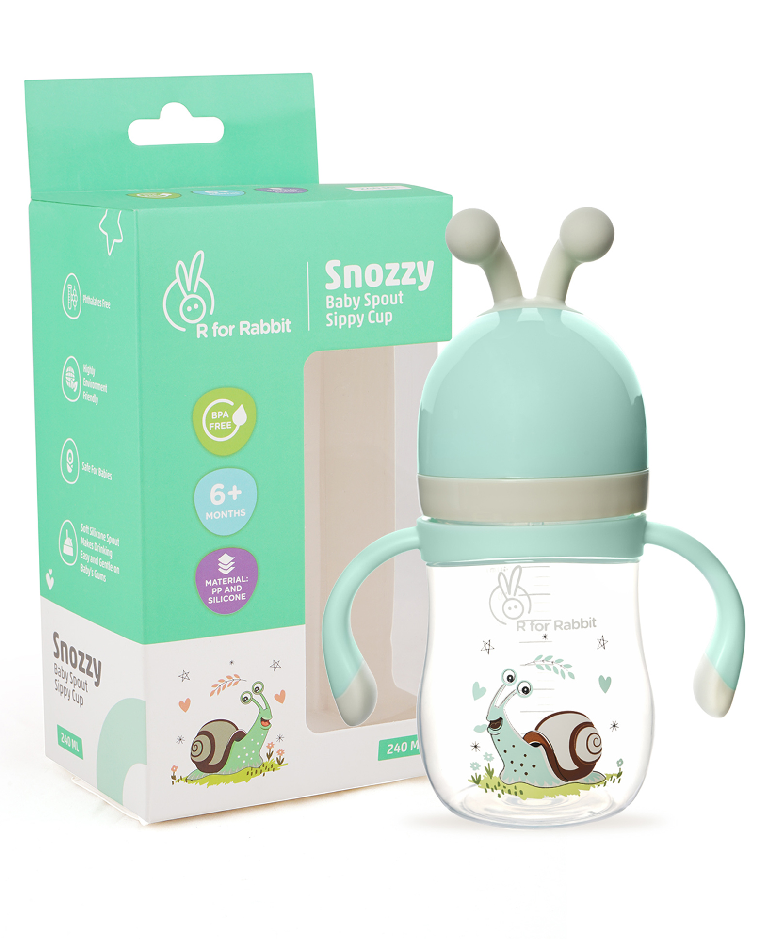 R for Rabbit Snoozy Baby Spout Sippy Cup Green - 240 ml