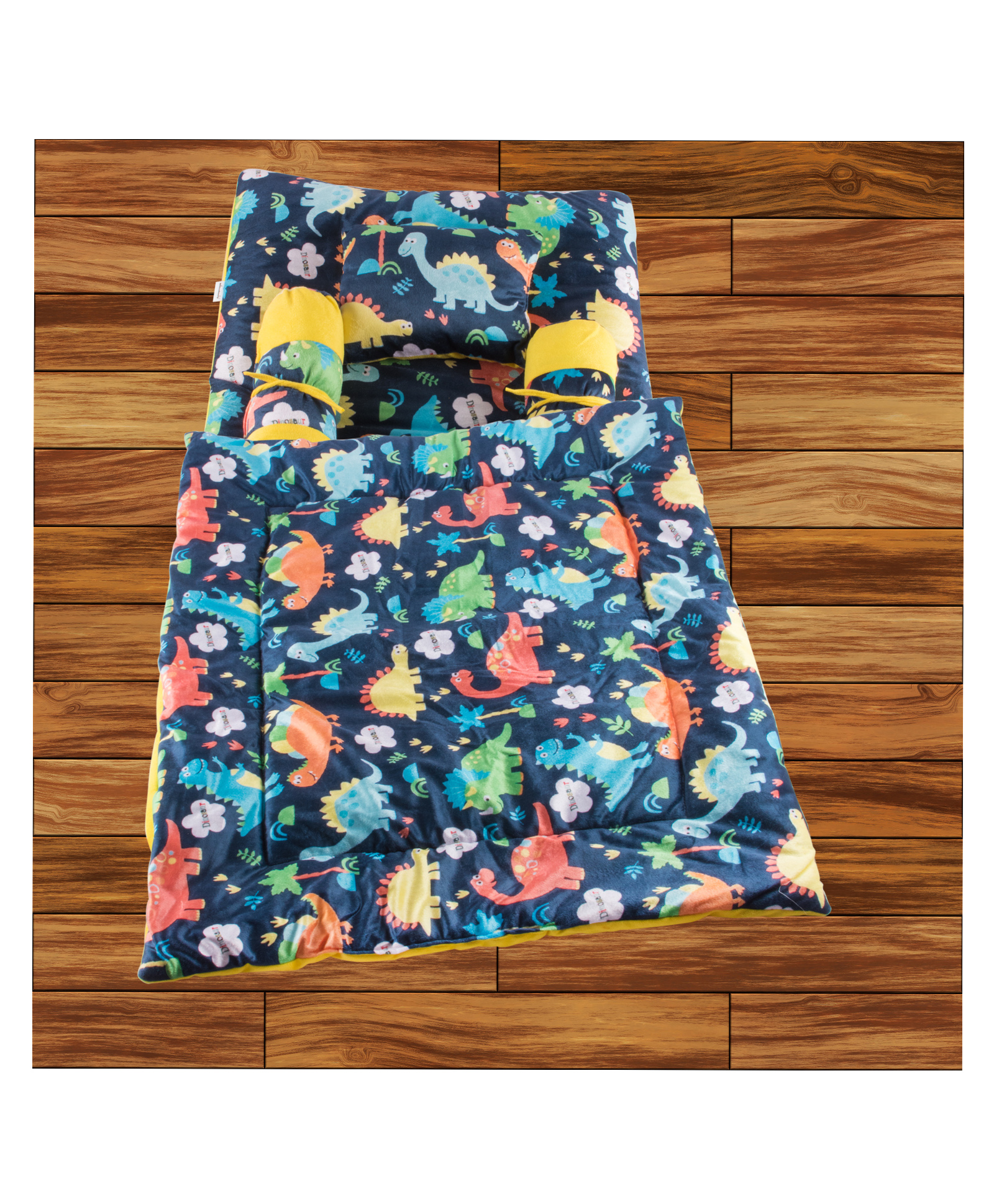 Mittenbooty Baby Bedding Set with Quilt Pillow & Bolsters Dinosaur Print - Navy Blue-picture-13