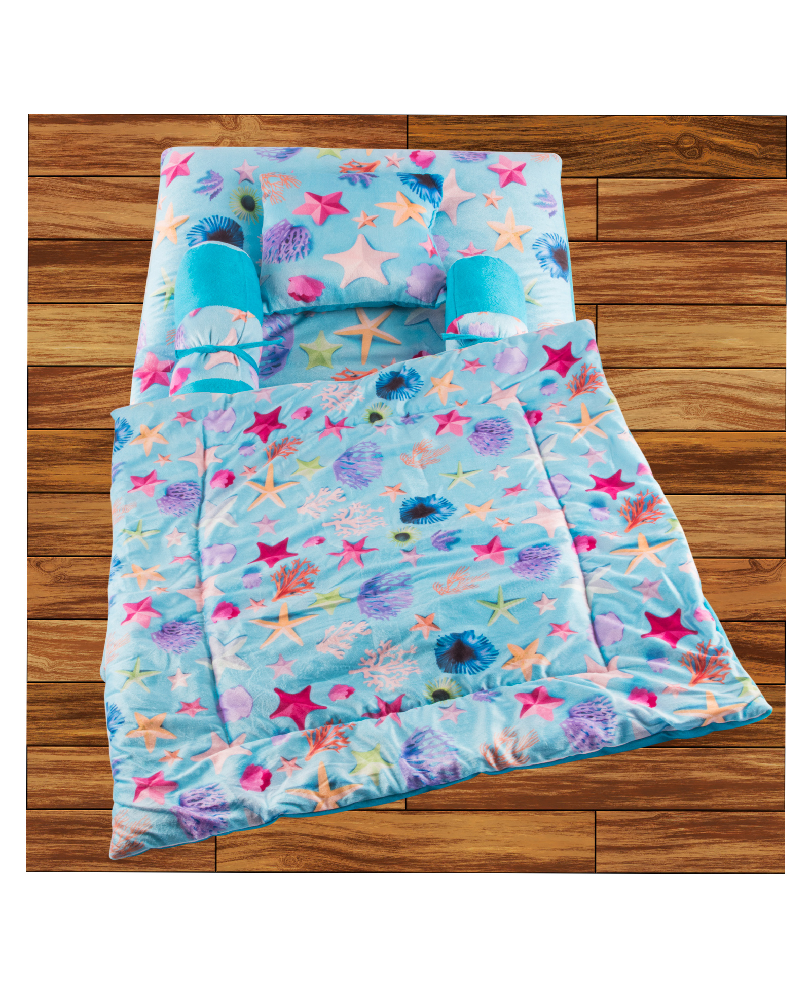 Mittenbooty Baby Bedding Set with Quilt, Pillow & Bolsters Sea Print - Blue-picture-25