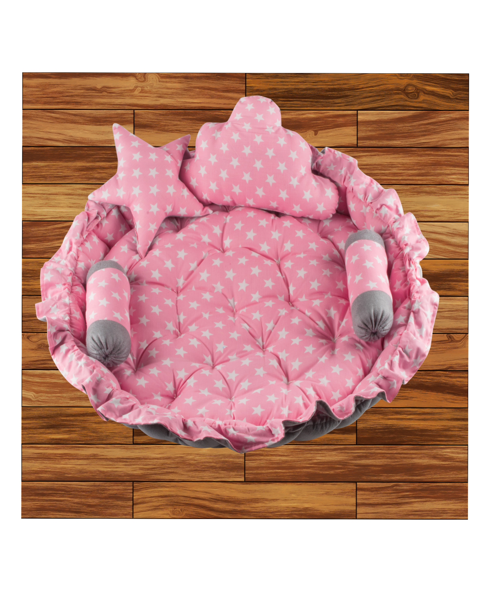 Mittenbooty Round Baby Reversible Bedding Tub Polka Dot Print - Pink-image-36