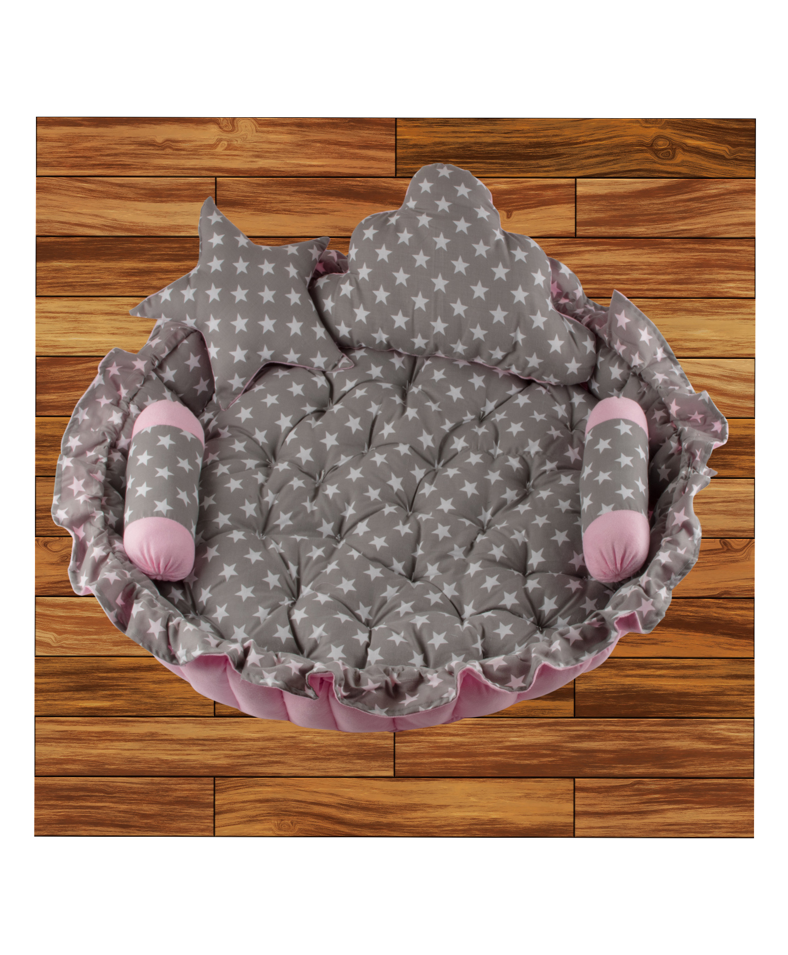 Mittenbooty Round Baby Reversible Bedding Tub Polka Dot Print - Grey-image-12