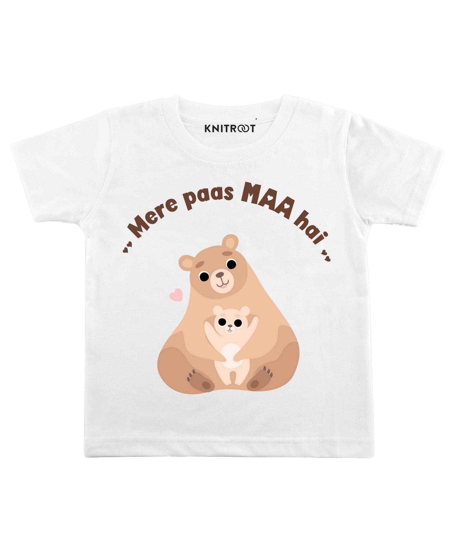 KNITROOT Maa Hai Print Half Sleeves Tee - White-image-32