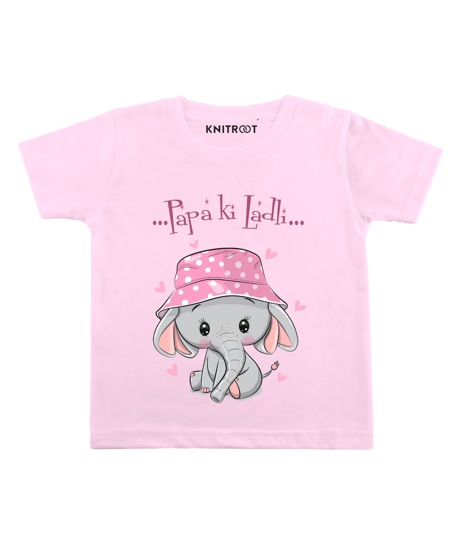 KNITROOT Short Sleeves Papa Ki Ladli Tee - Pink-image-17