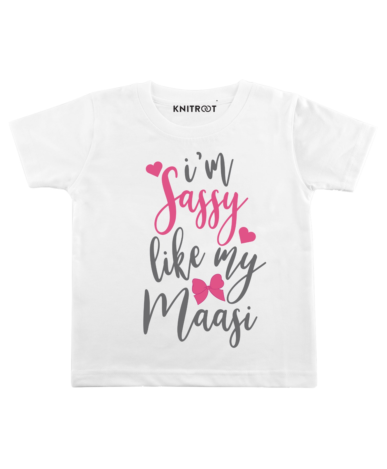 KNITROOT Short Sleeves Sassy Like My Maasi Tee - White-image-26