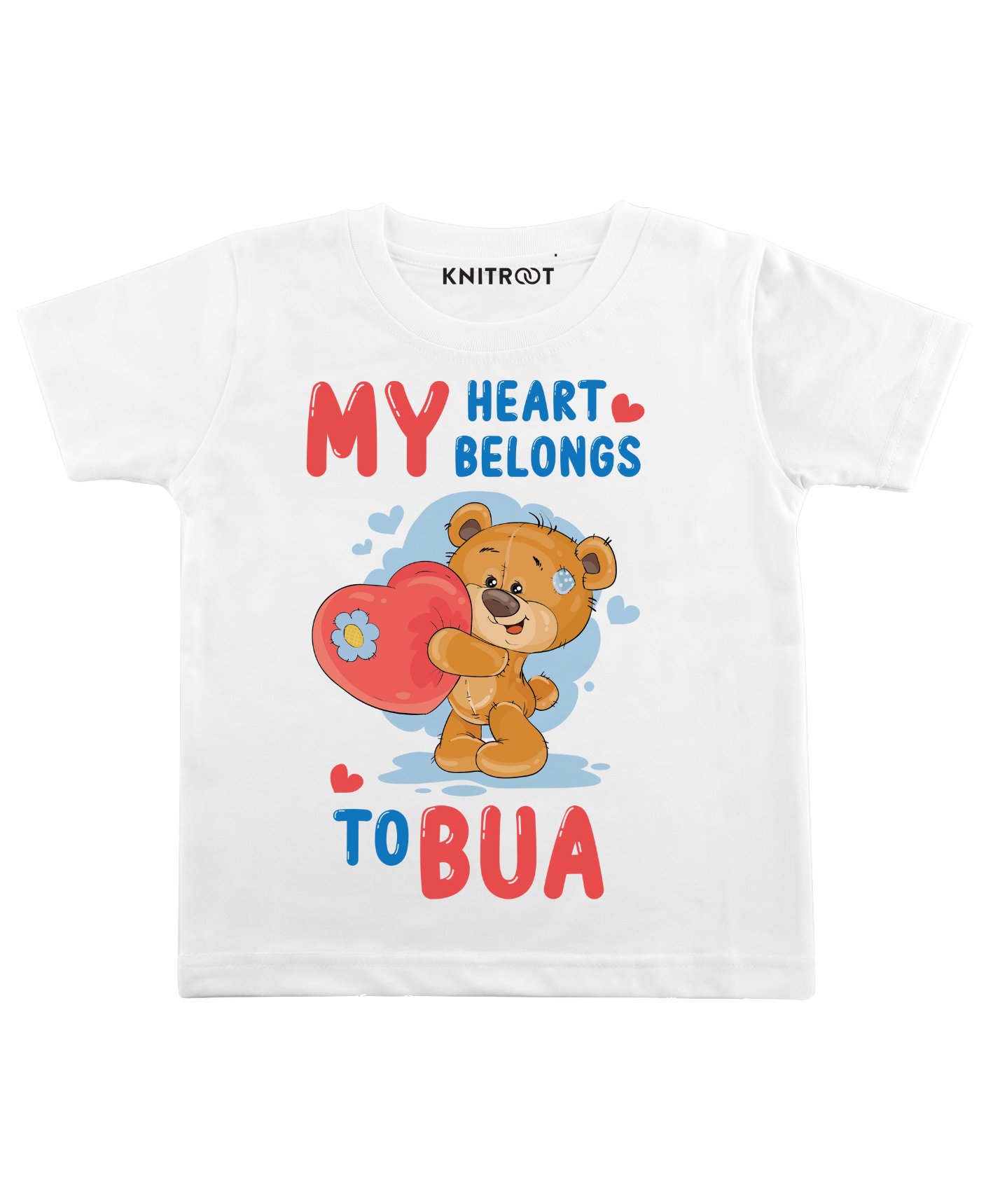 KNITROOT Half Sleeves My Heart Belongs To Bua Printed Tee - White-picture-15
