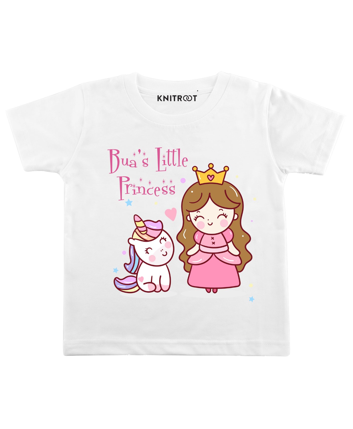 KNITROOT Half Sleeves Bua's Little Princess Printed Tee - White-image-43