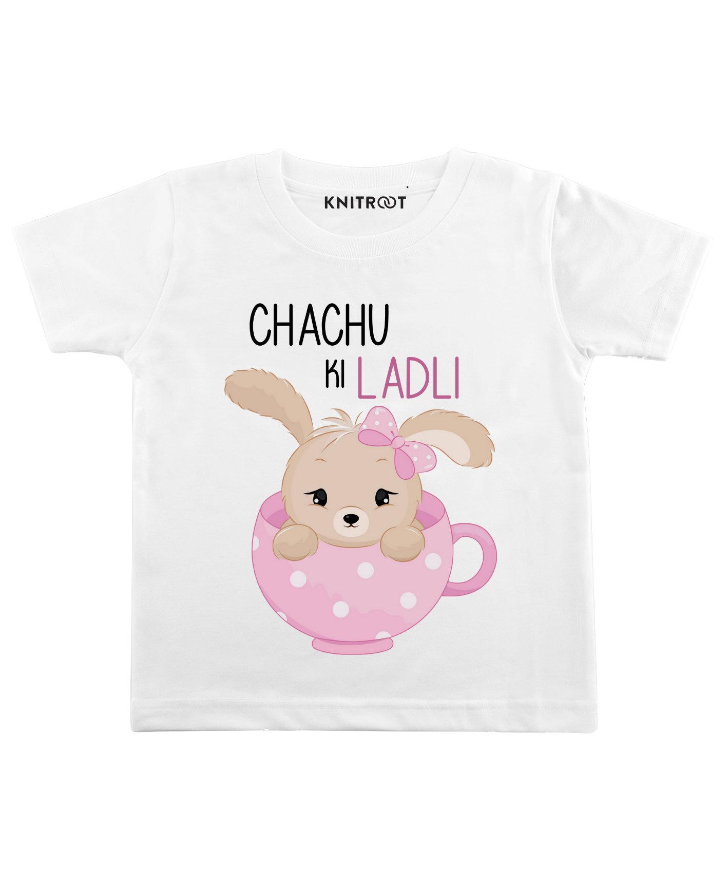 KNITROOT Half Sleeves Chachu Ki Ladli Print Tee - White-image-44