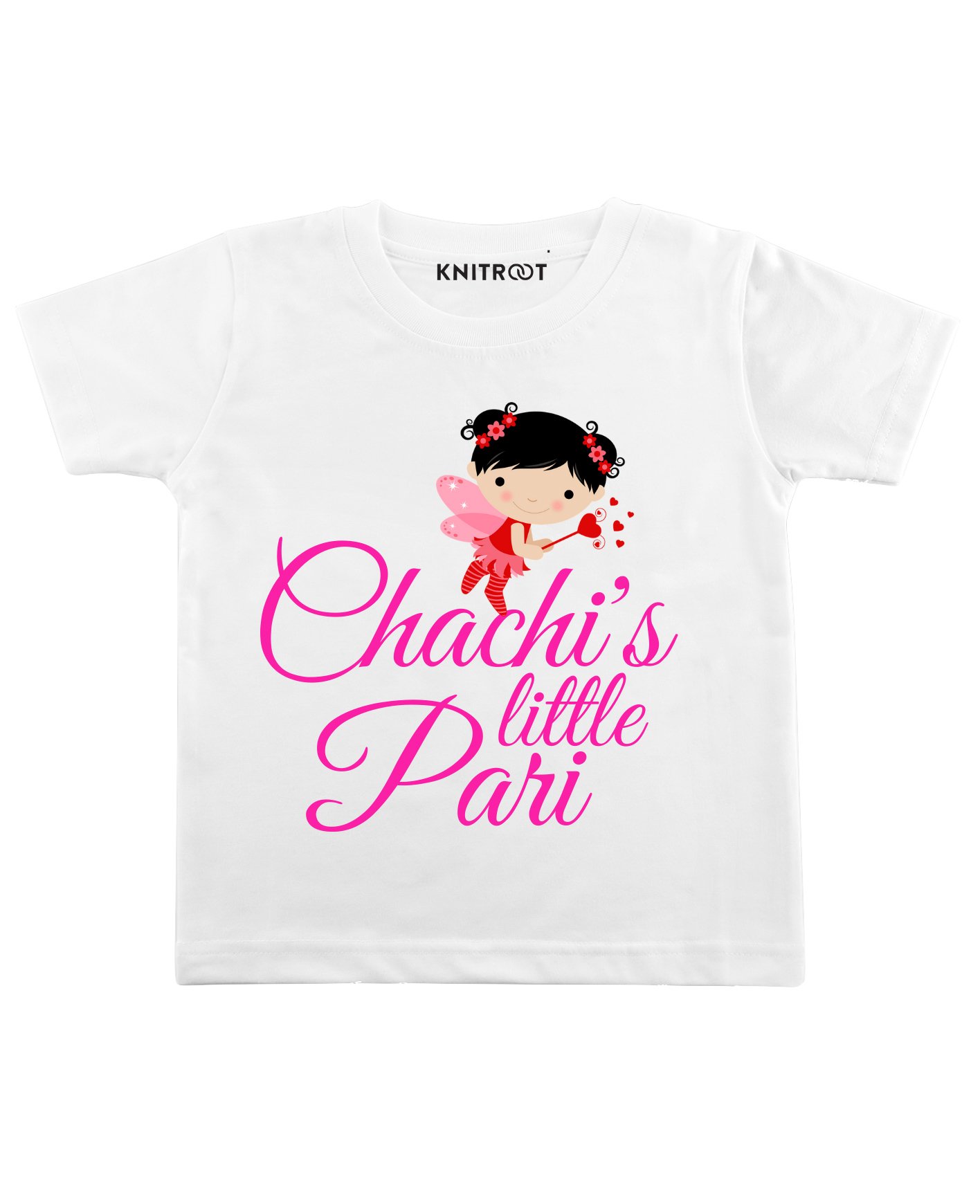 KNITROOT Half Sleeves Chachi's Little Pari Print Tee - White-picture-25