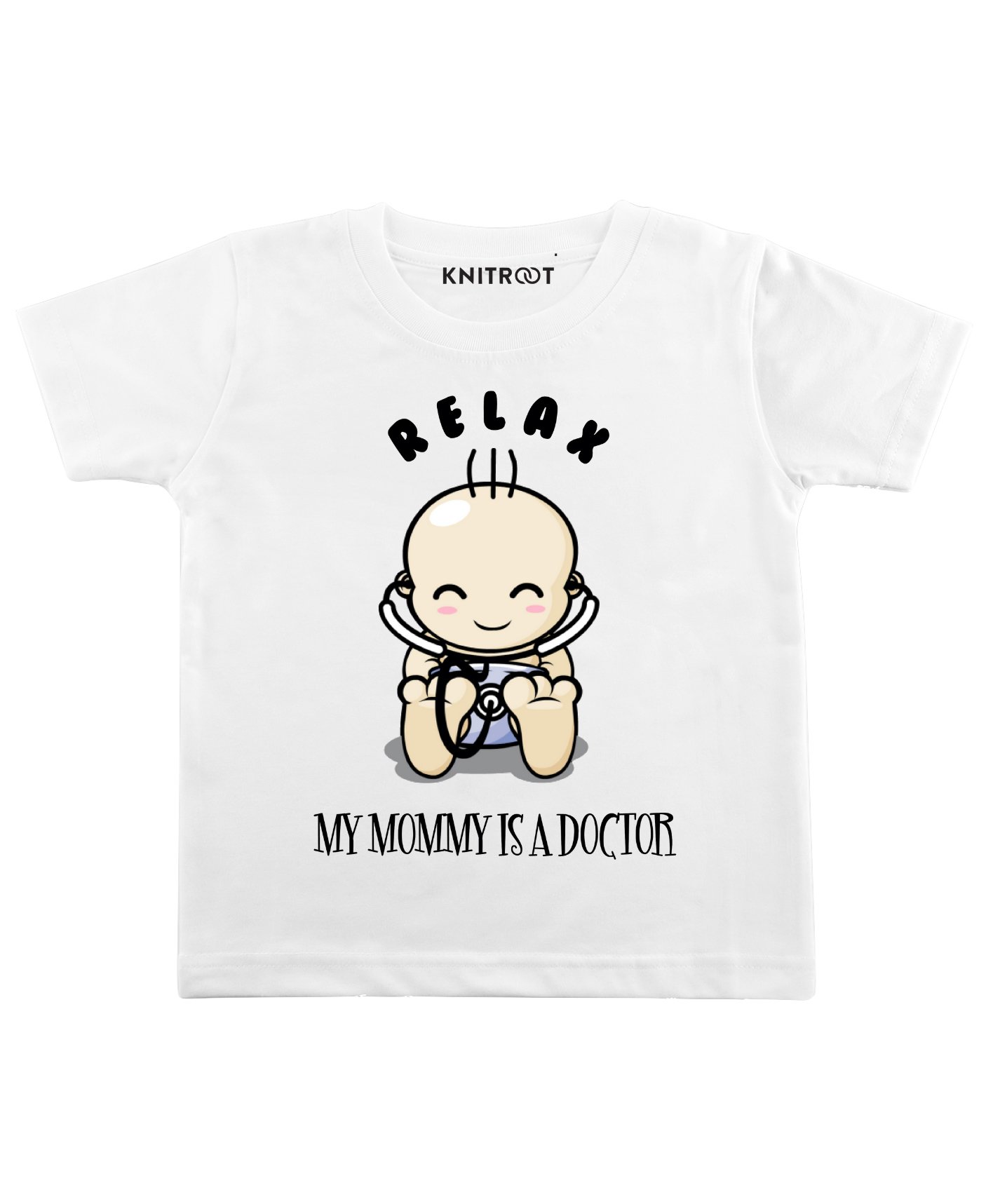 KNITROOT Half Sleeves Mommy Is A Doctor Print Tee - White-image-31