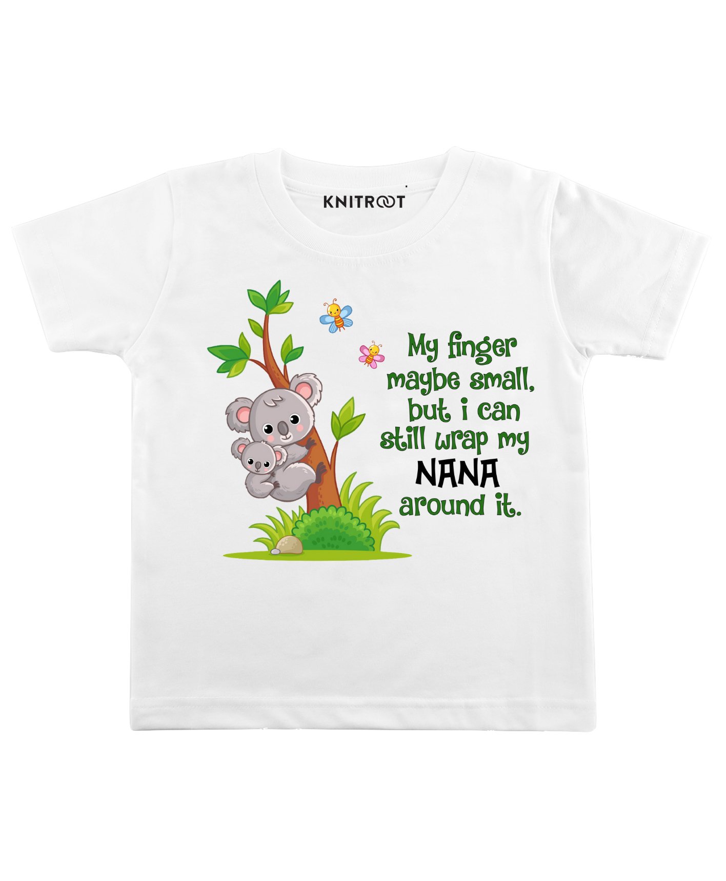KNITROOT Half Sleeves My Finger Small Print Tee - White-image-10