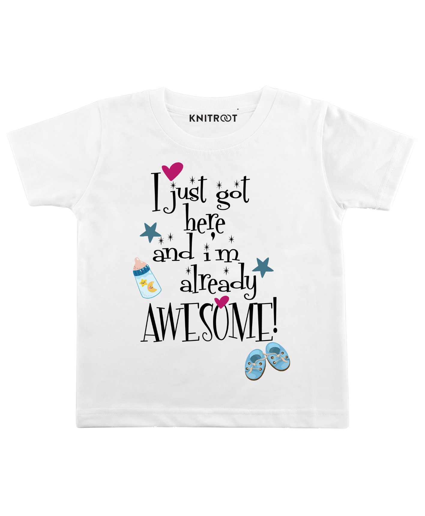 KNITROOT Half Sleeves Already Awesome Print Tee - White-picture-18