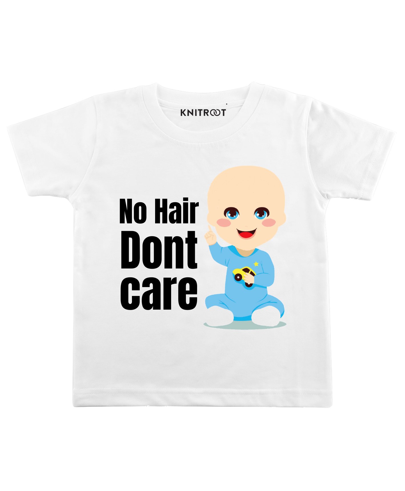 KNITROOT No Hair Print Half Sleeves Tee - White-image-6