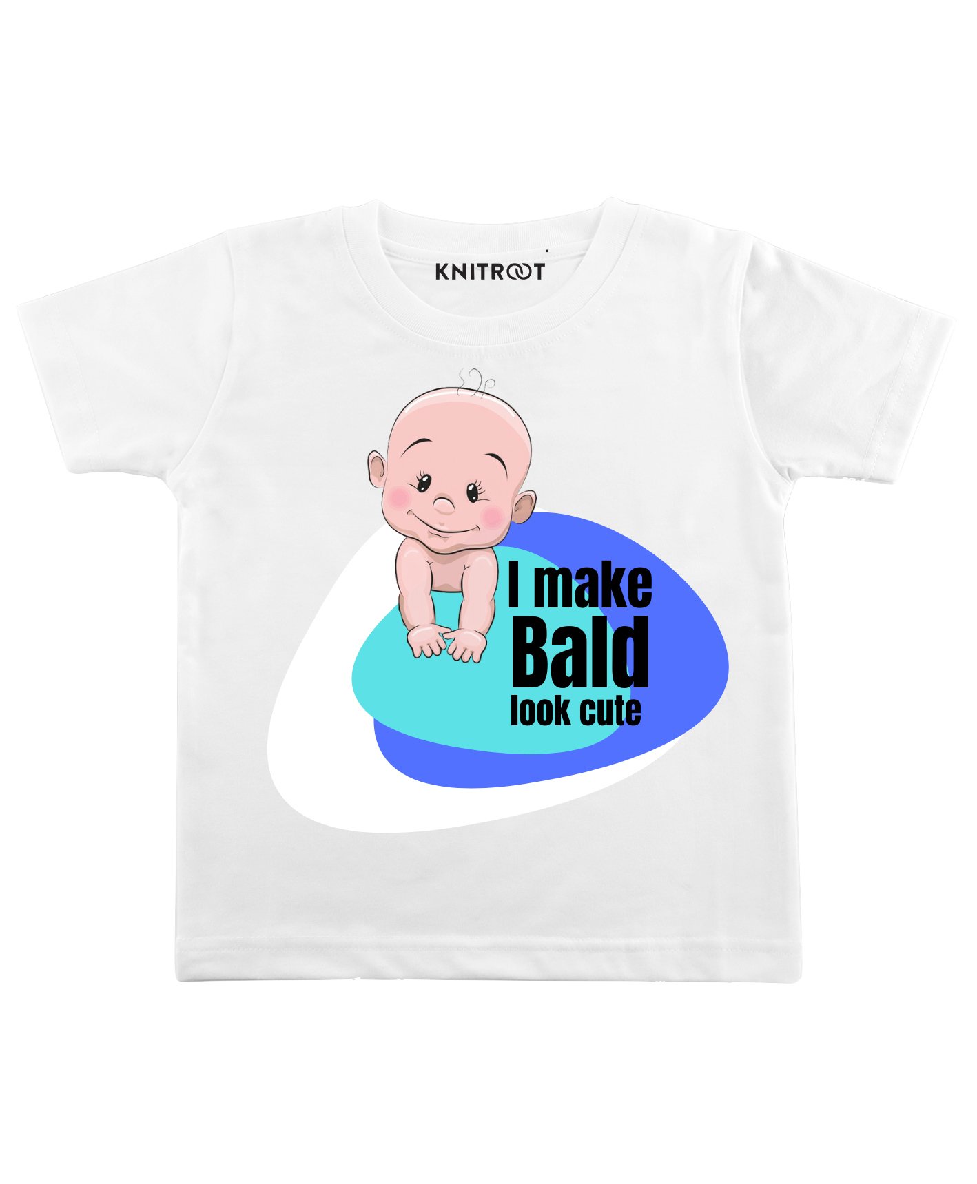 KNITROOT Bald Look Cute Print Half Sleeves Tee - White-picture-16