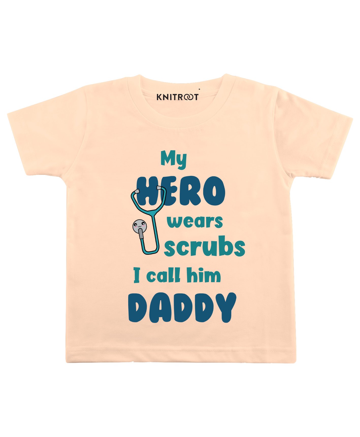 KNITROOT Scrub Daddy Print Half Sleeves Tee - Peach-image-46
