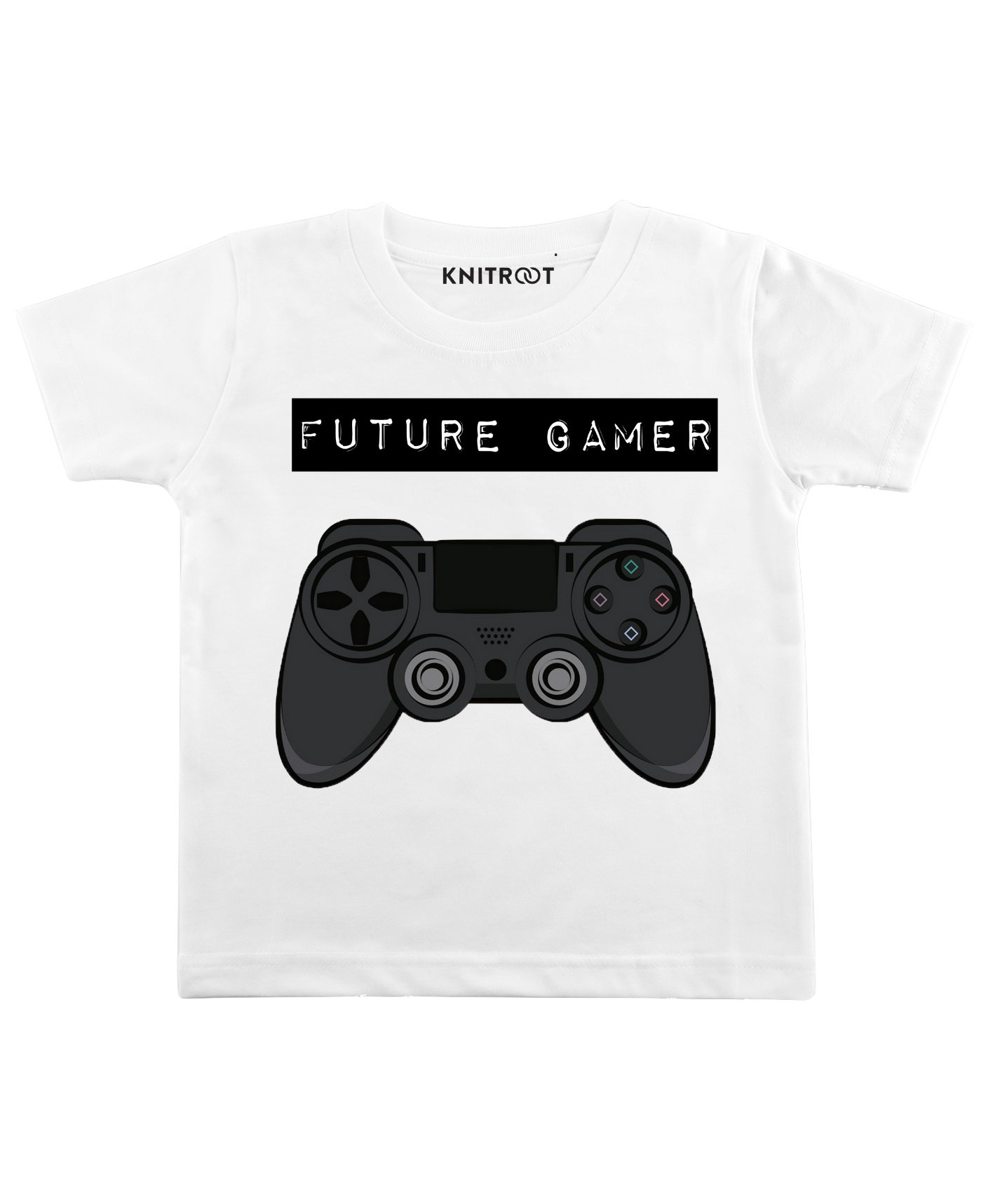 KNITROOT Future Gamer Print Half Sleeves Tee - White-picture-20