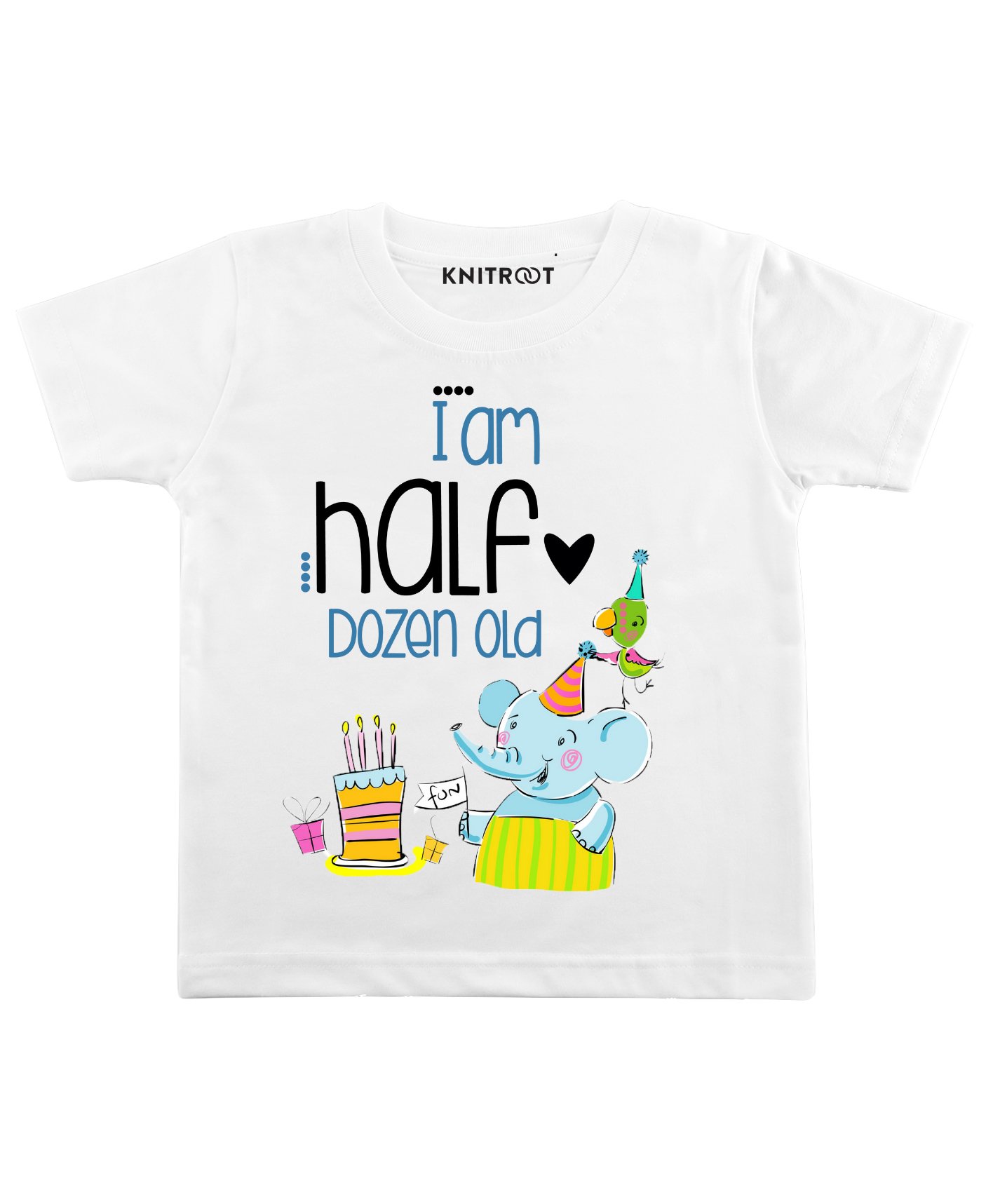 KNITROOT Half Dozen Old Print Half Sleeves Tee - White-image-3