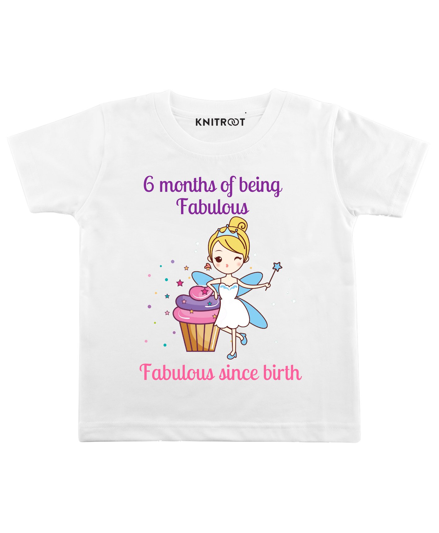 KNITROOT Fabulous Since Birth Print Half Sleeves Tee - White-picture-26