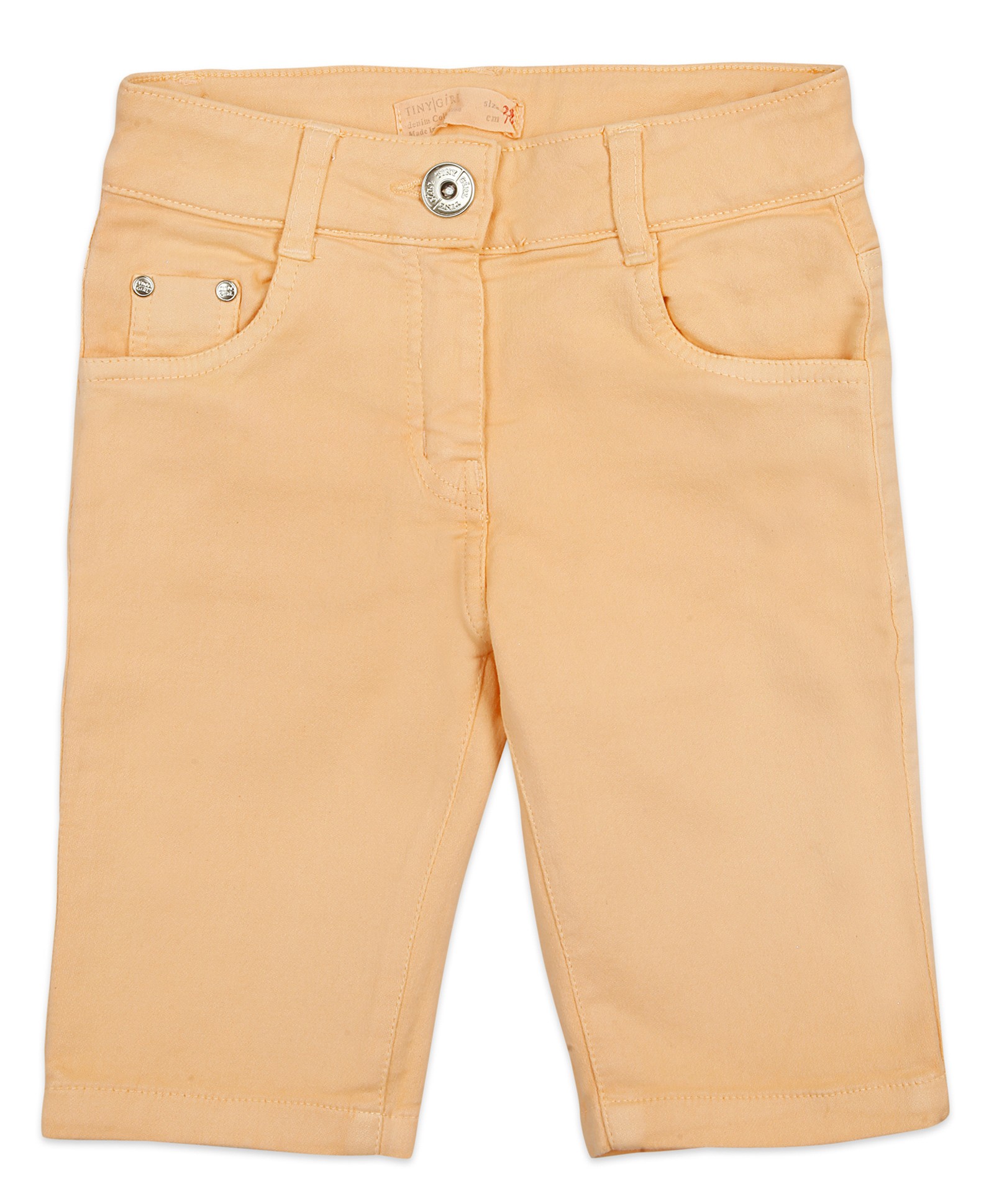 Tiny Girl Solid Knee Length Shorts - Peach-picture-20