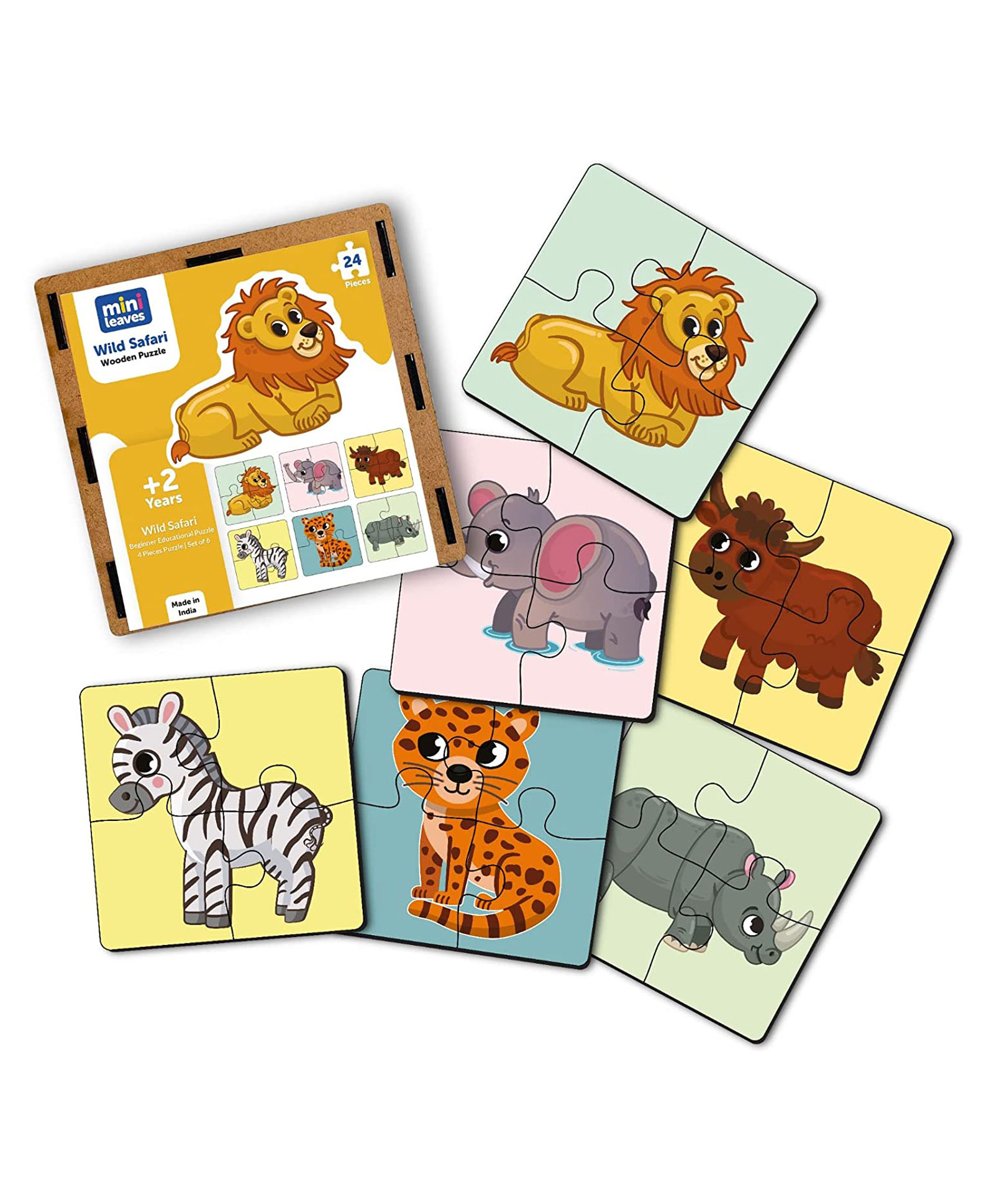 minileaves Mini Leaves Set of 6 Wild Animals Jigsaw Puzzle 24 Pieces-picture-48