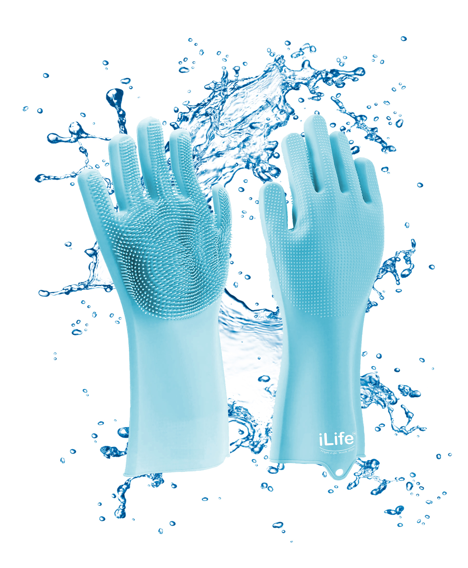 iLife Silicone Scrub Gloves - Torquoise Blue-picture-26