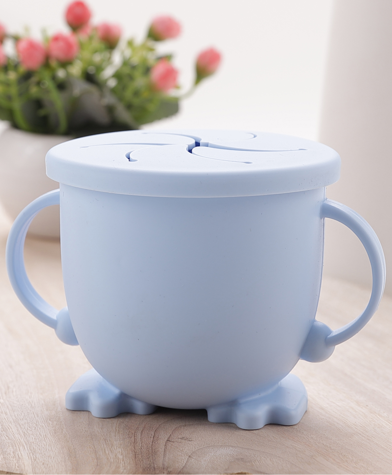fab n funky Twin Handle Feeding Bowl with Lid - Blue-picture-10