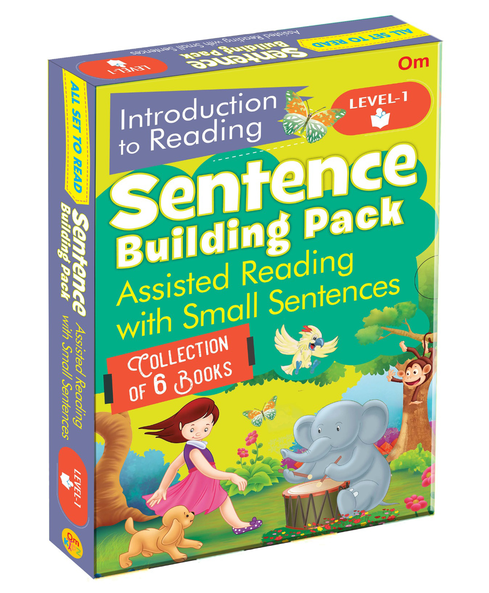 All Set to Read Level 1 Assisted Reading with Small Sentences and Pictures Set of 6 Books Red Box - English-image-1