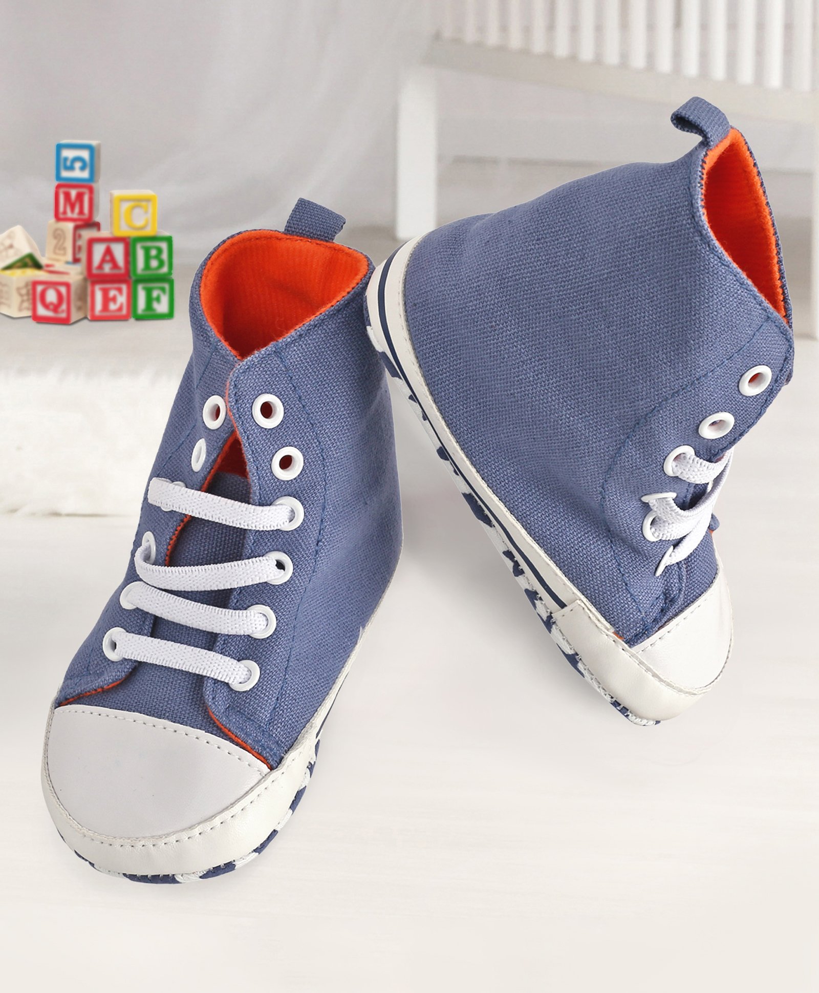 Baby Moo Solid Colour Ankle Booties - Blue-picture-13
