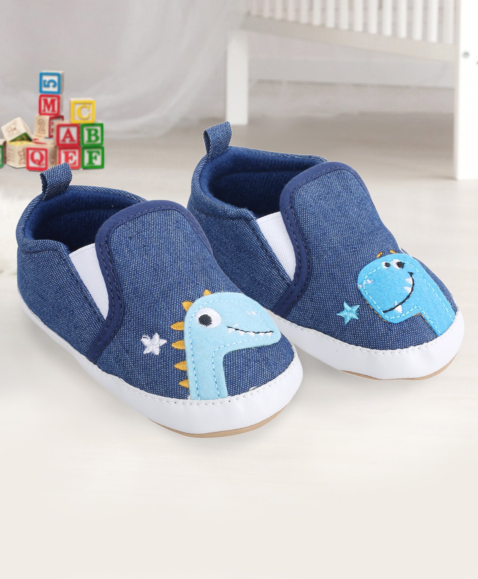 Baby Moo Dinosaur Slip-On Booties - Navy Blue-picture-14