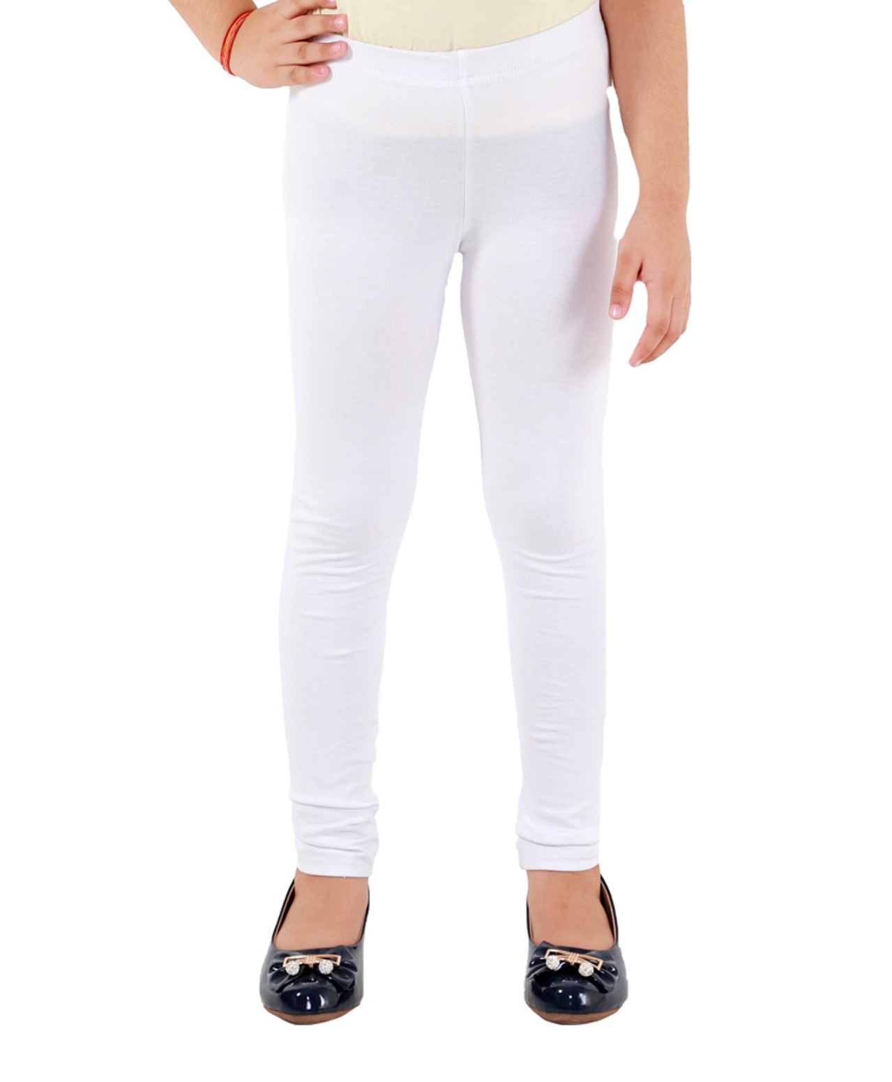 Kids Cave Solid Full Length Leggings - White-picture-9