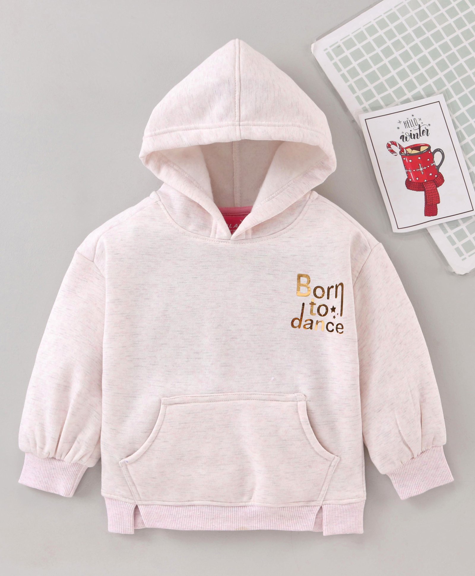 Play by Little Kangaroos Full Sleeves Hooded Sweatshirt Text Print - Pink-picture-10