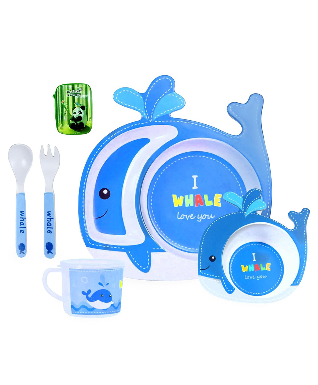 FunBlast Eco-Friendly Bamboo Fiber Baby Dinner Set of 5 Pieces - Multicolor-picture-15