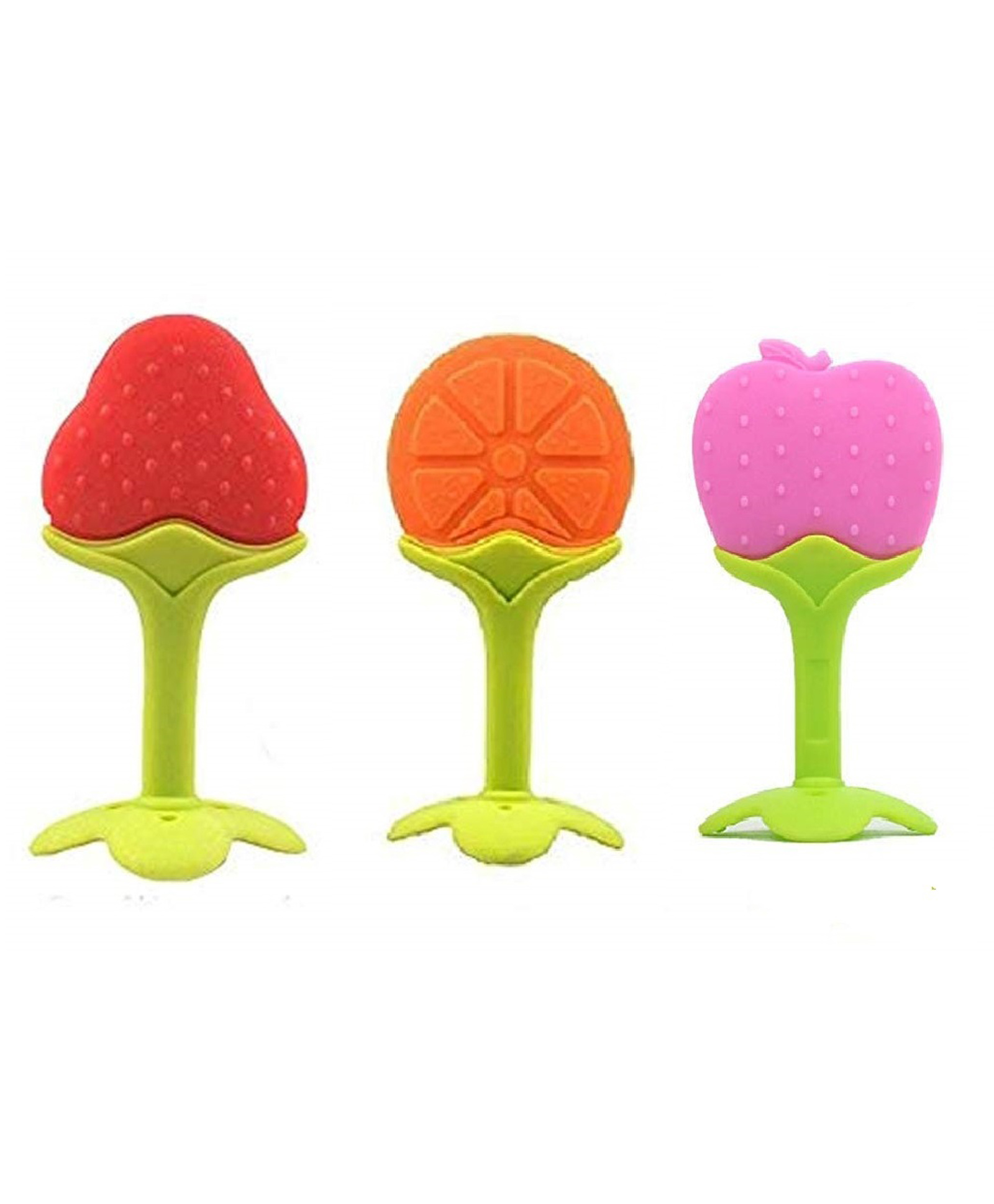 Enorme Silicone Strawberry Orange & Apple Shape Teether Pack of 3 - Multicolour-image-9