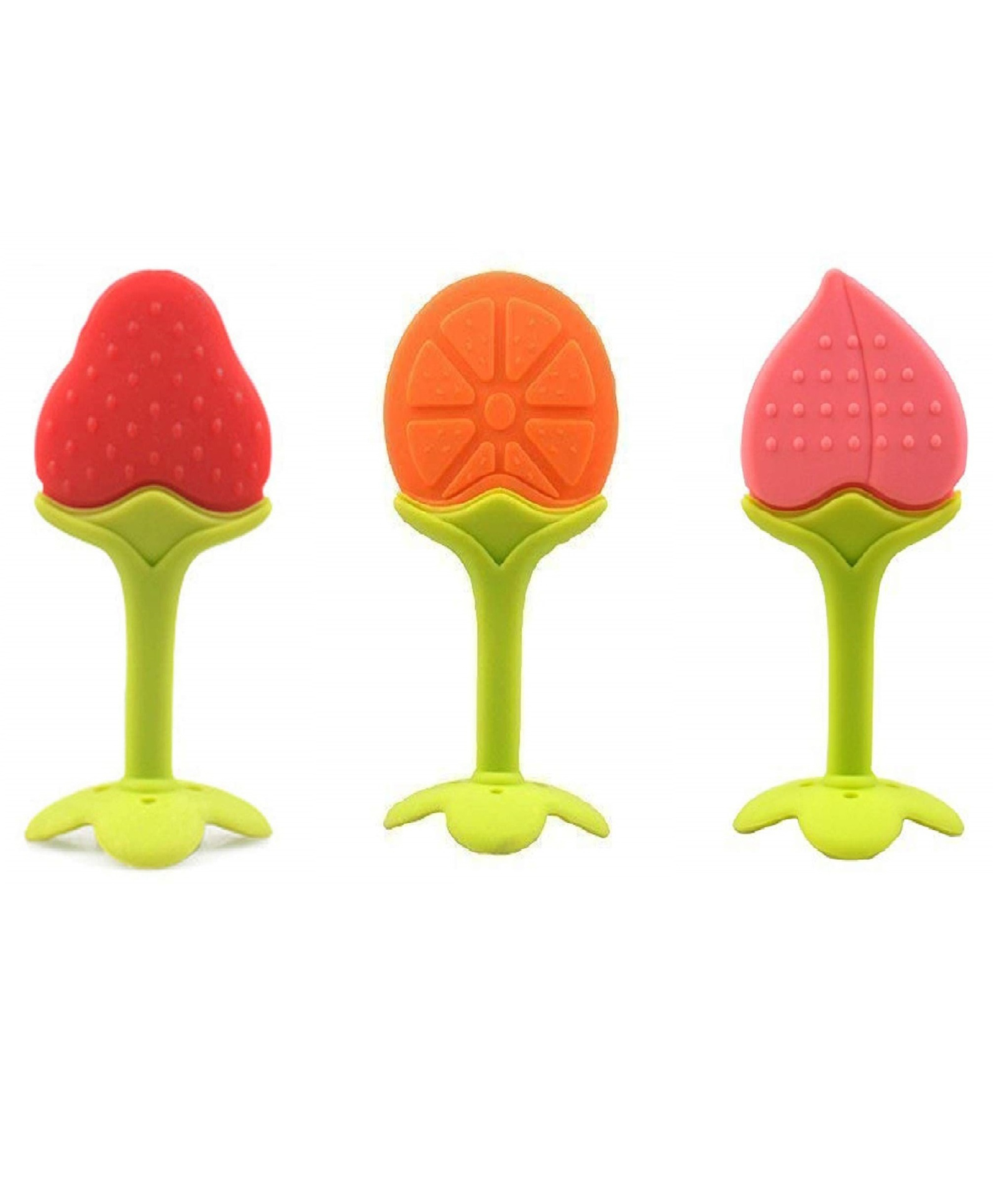 Enorme Silicone Strawberry Orange & Peach Shape Teether Pack of 3 - Multicolour-picture-21