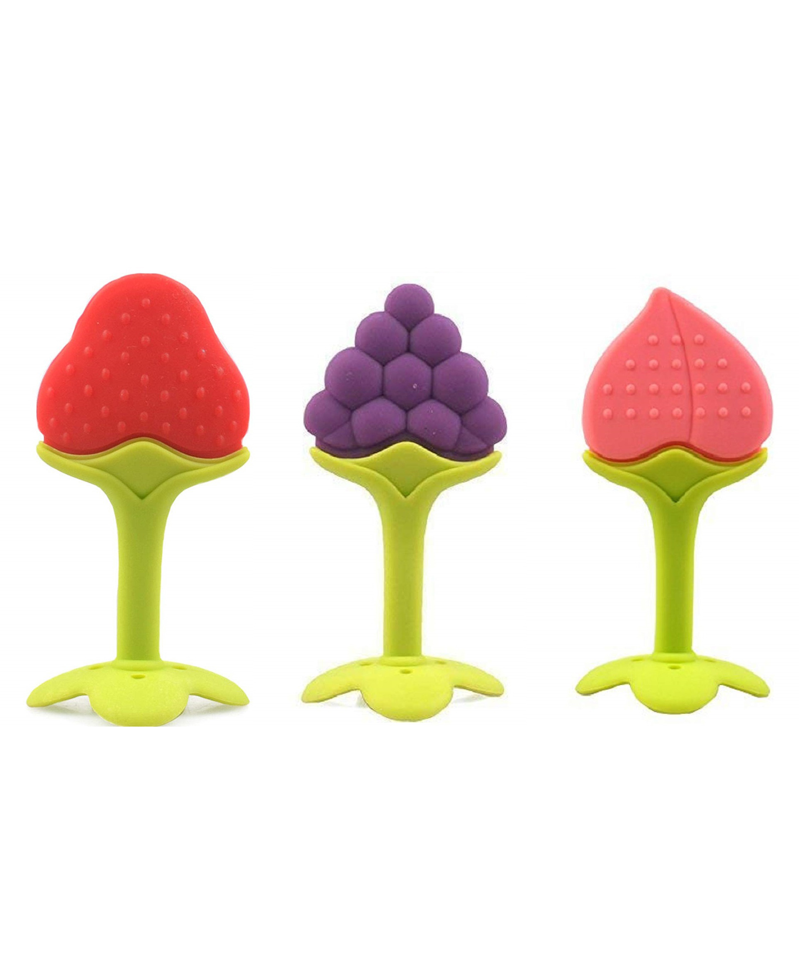 Enorme Silicone Strawberry Peach & Grapes Shape Teether Pack of 3 - Multicolour-picture-19