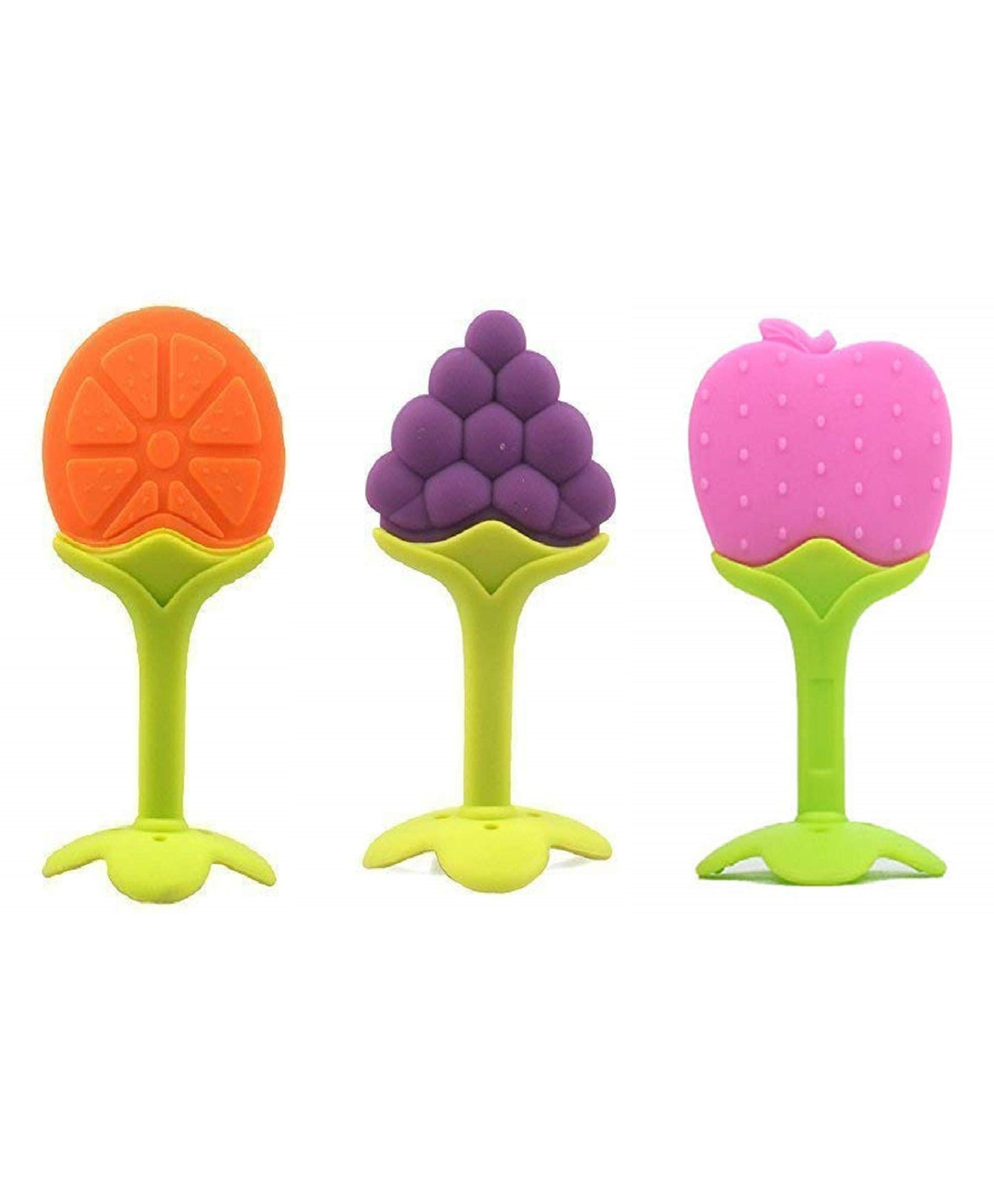 Enorme Silicone Apple Orange & Grapes Shape Teether Pack of 3 - Multicolour-picture-17