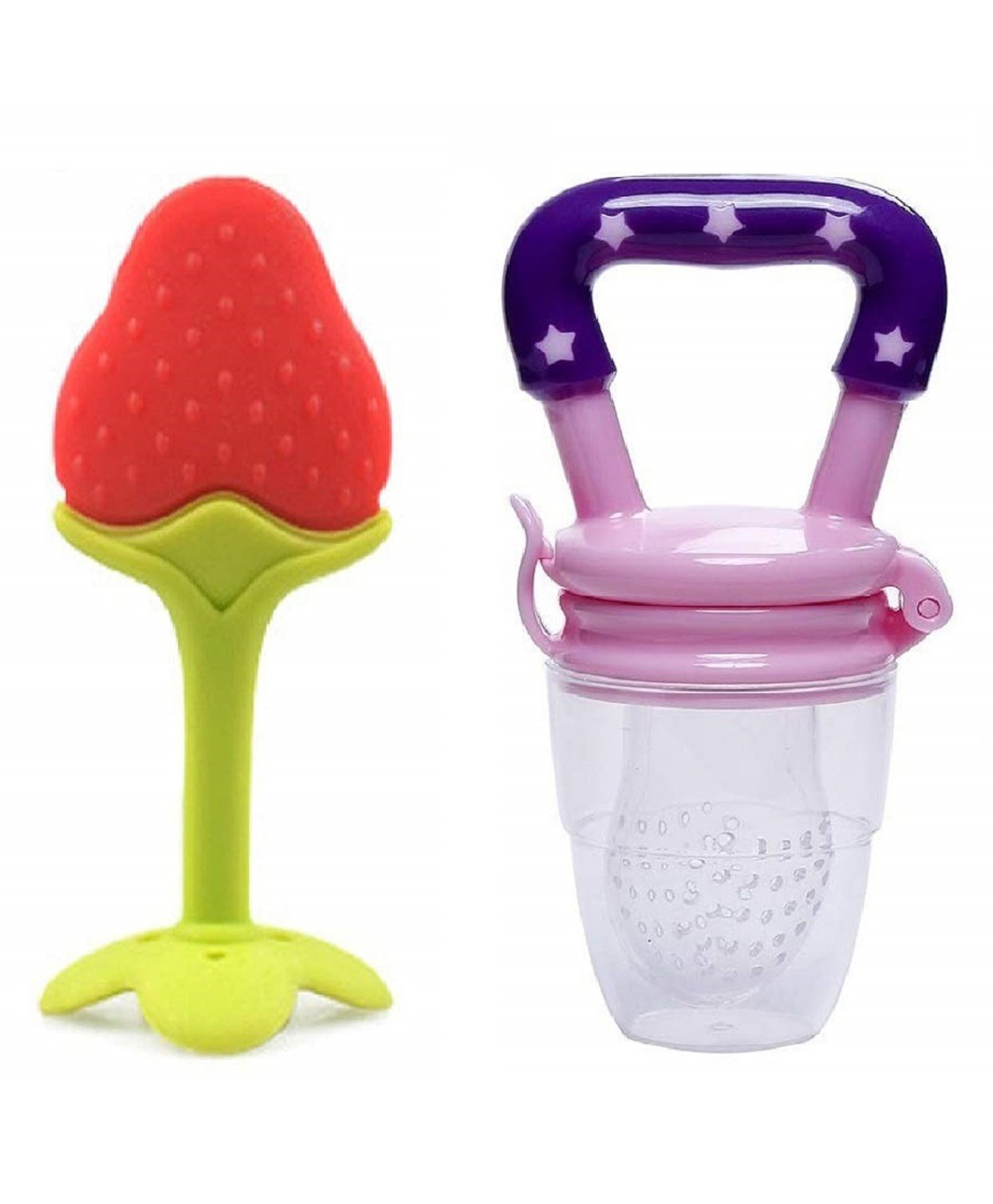 Enorme Silicone Strawberry Fruit Shape Teether With Feeding Nibbler - Multicolour-picture-12